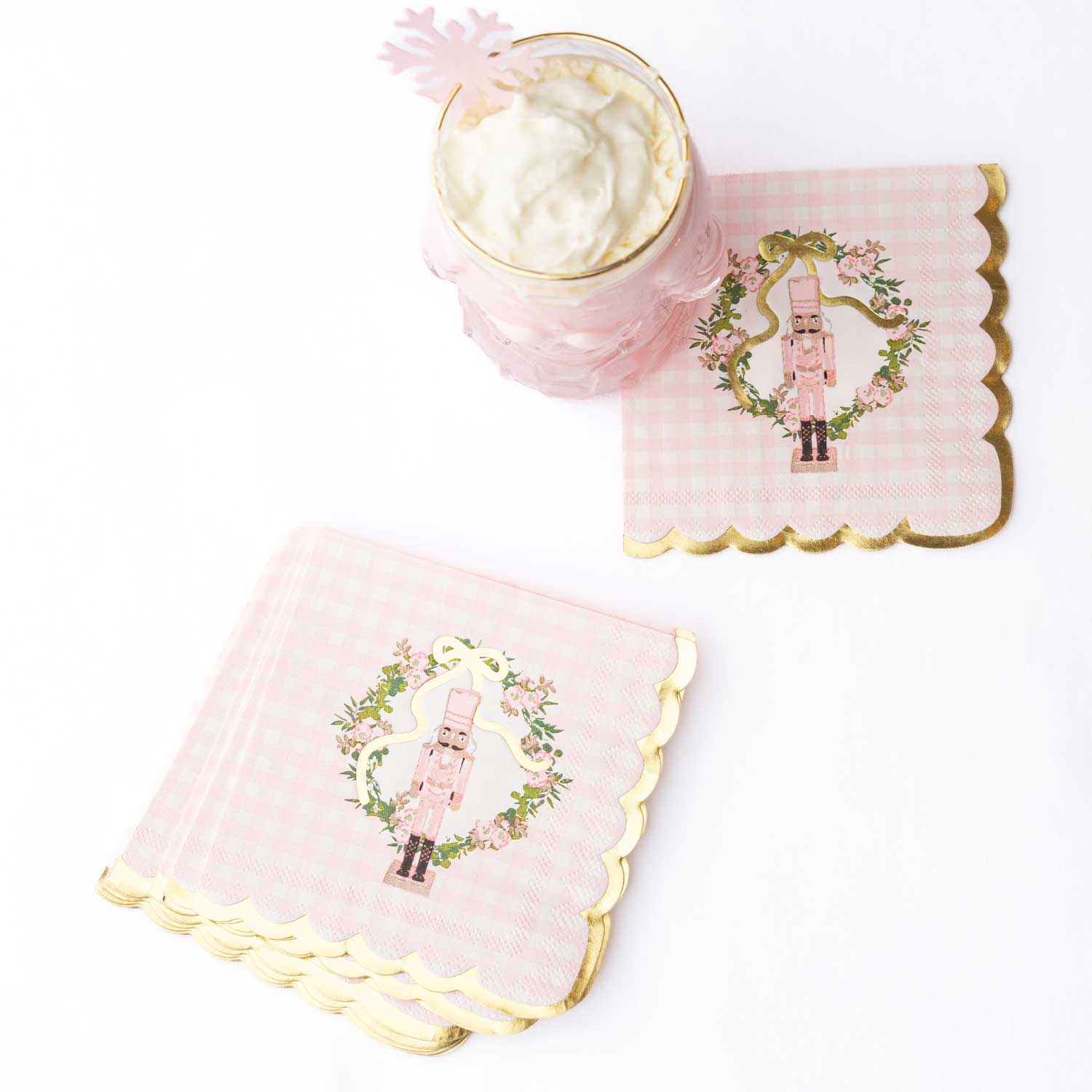 Sugarplum Gingham Paper Cocktail Napkin