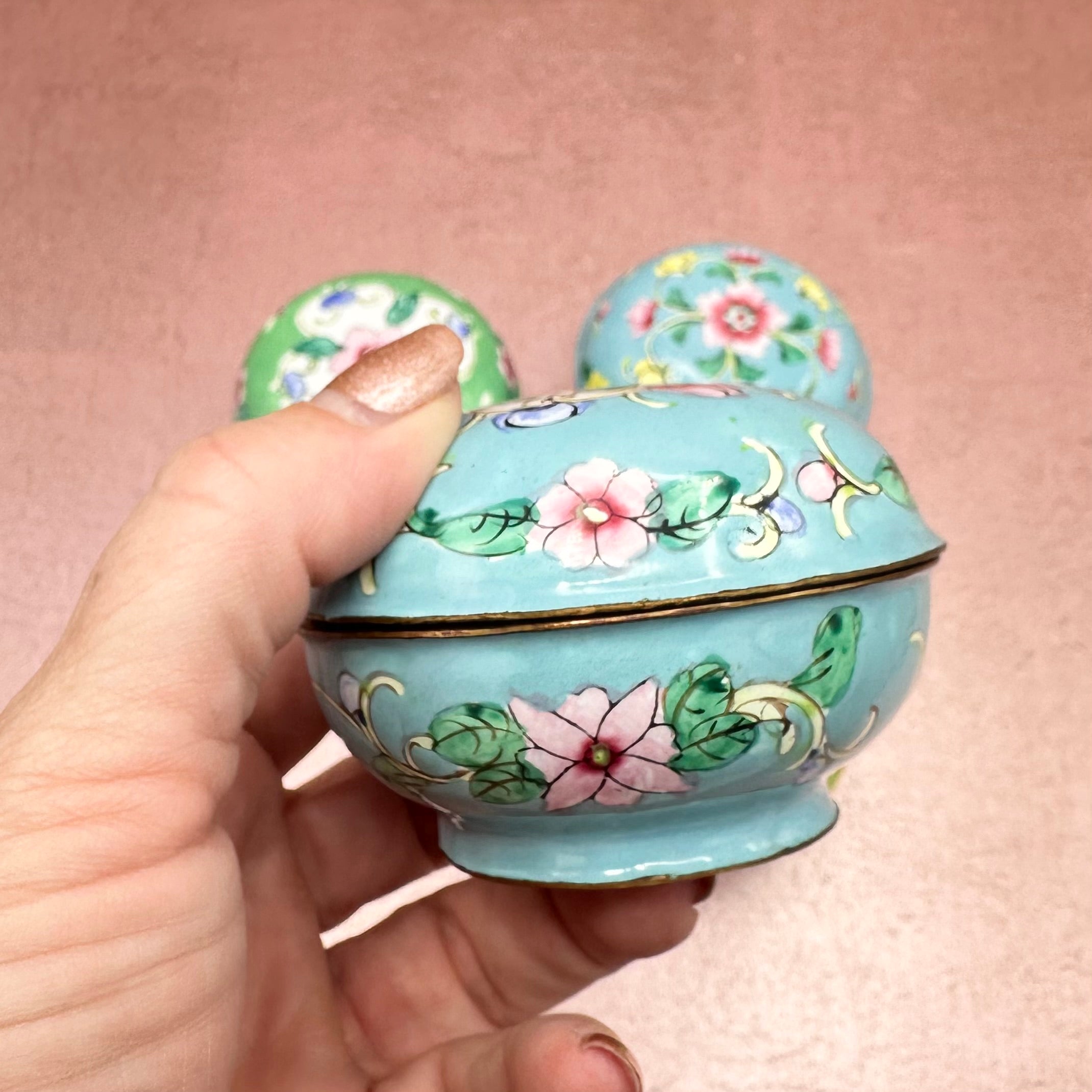 Cloisonné Enamel Sphere Lidded Trinket Box