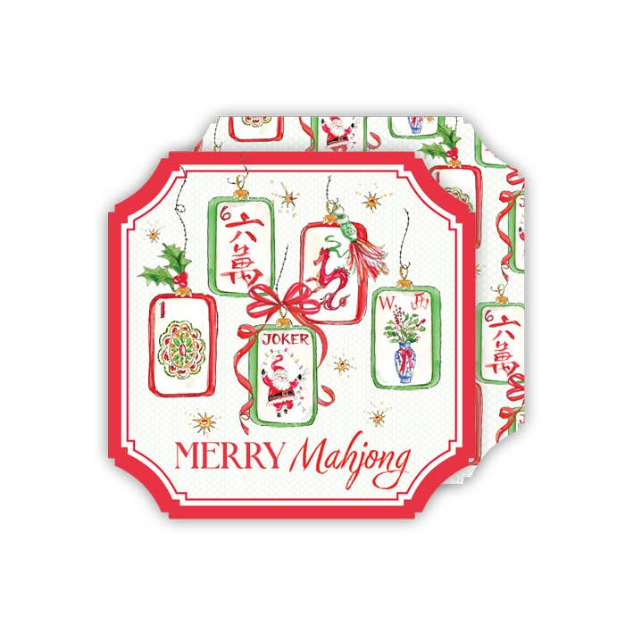 Deck The Halls Tiles Hanging Mahjong Tiles Ornaments Coaster