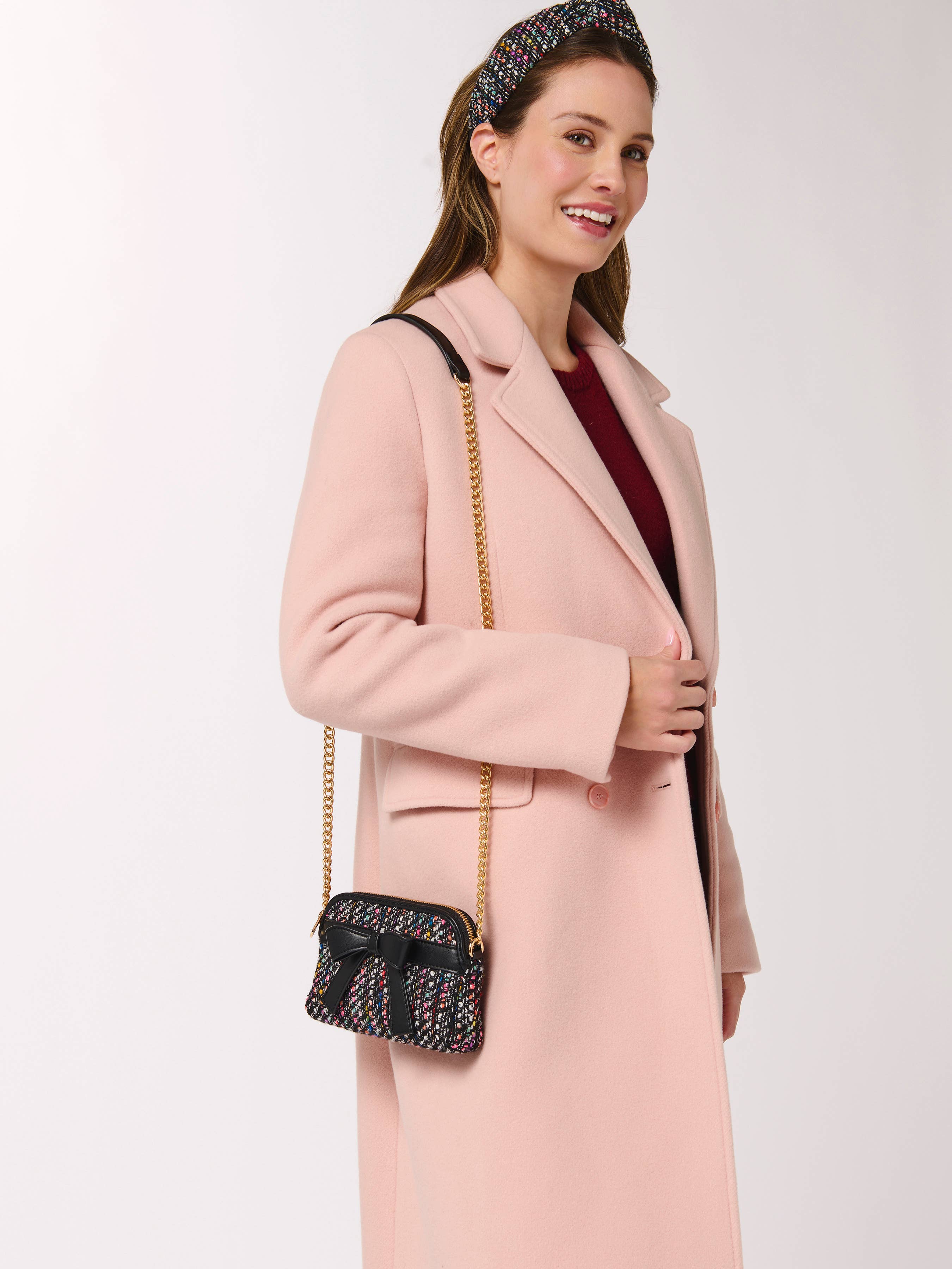 Anya Tweed Cross-Body Black
