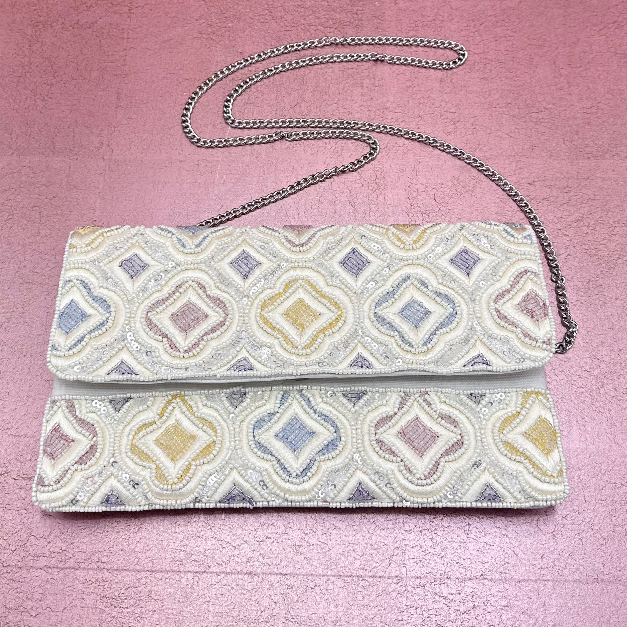 Pastel Mosaic Beaded Clutch
