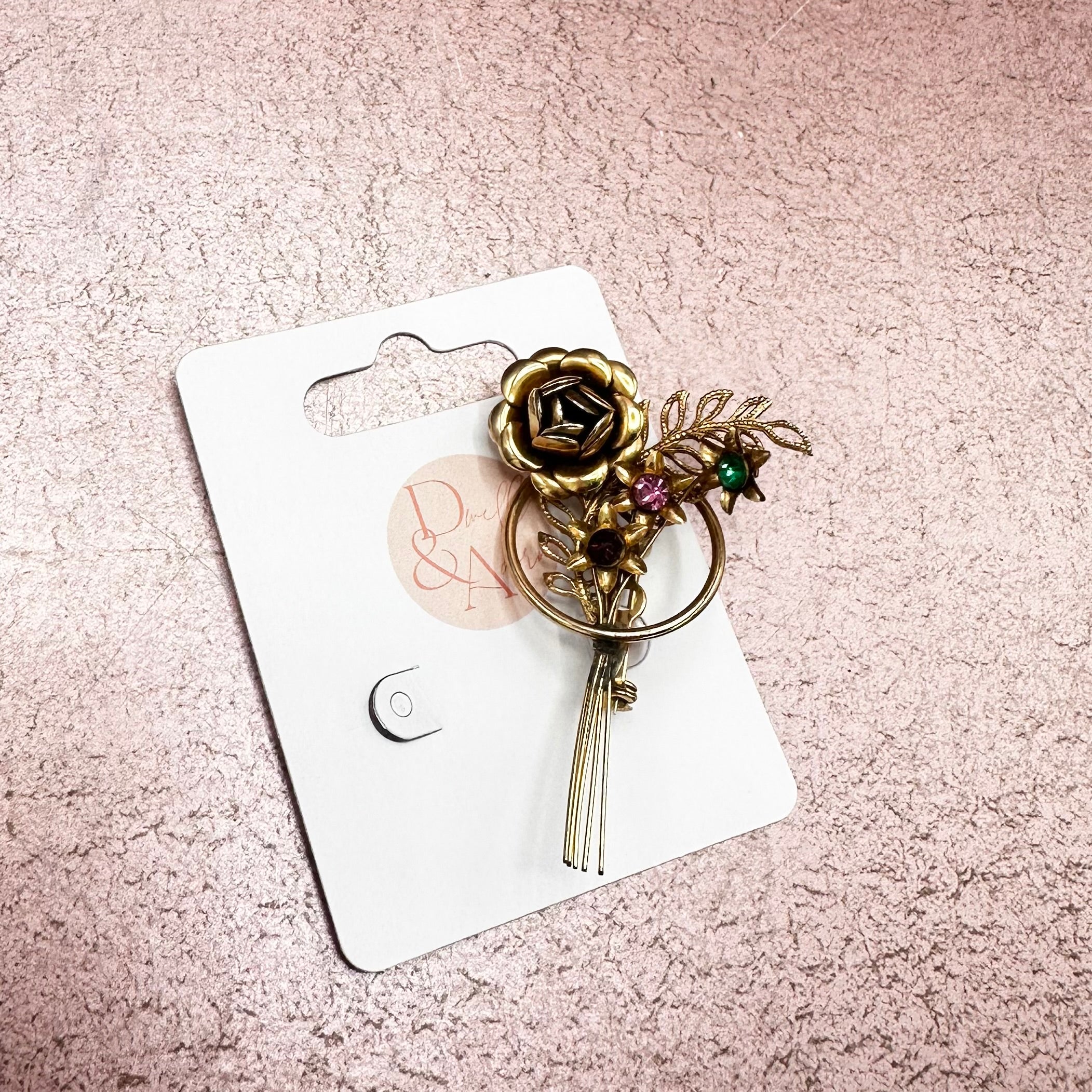 Bouquet Gold & Rhinestone Brooch