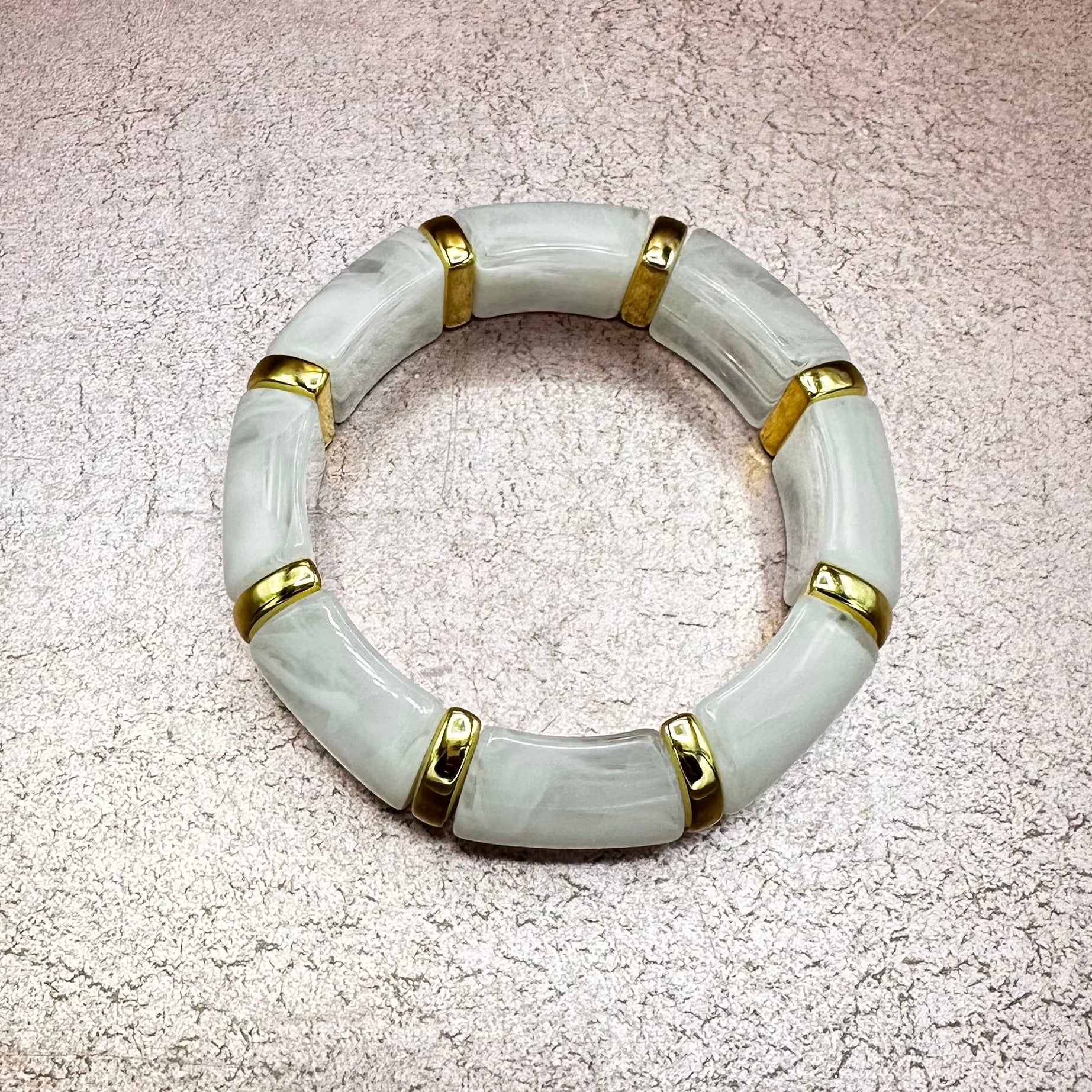 Chunky Gold and Color Bead Stretch Bracelet