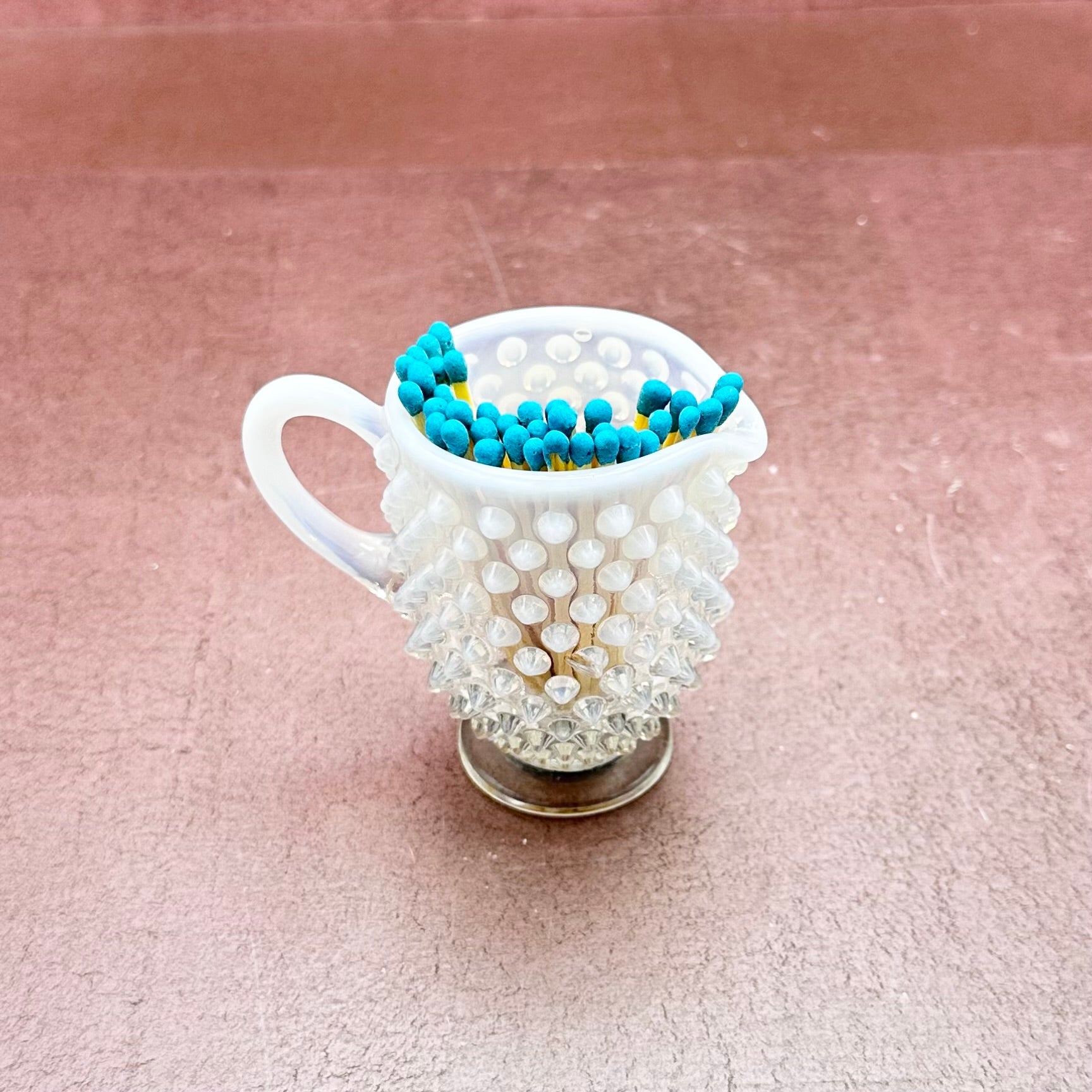Fenton Hobnail Creamer White Edge Match Striker