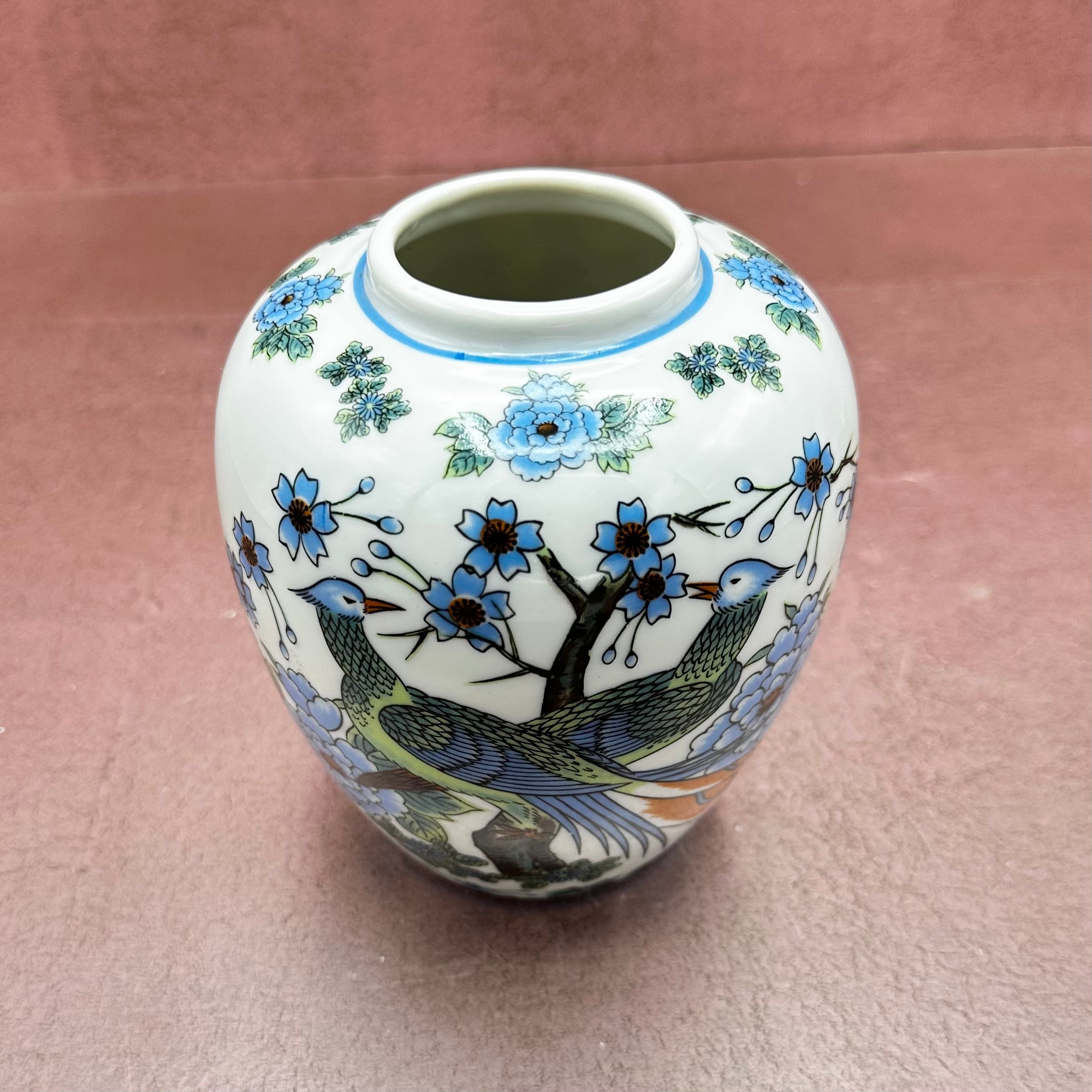 Takahashi Blue & Green Bird Ginger Jar