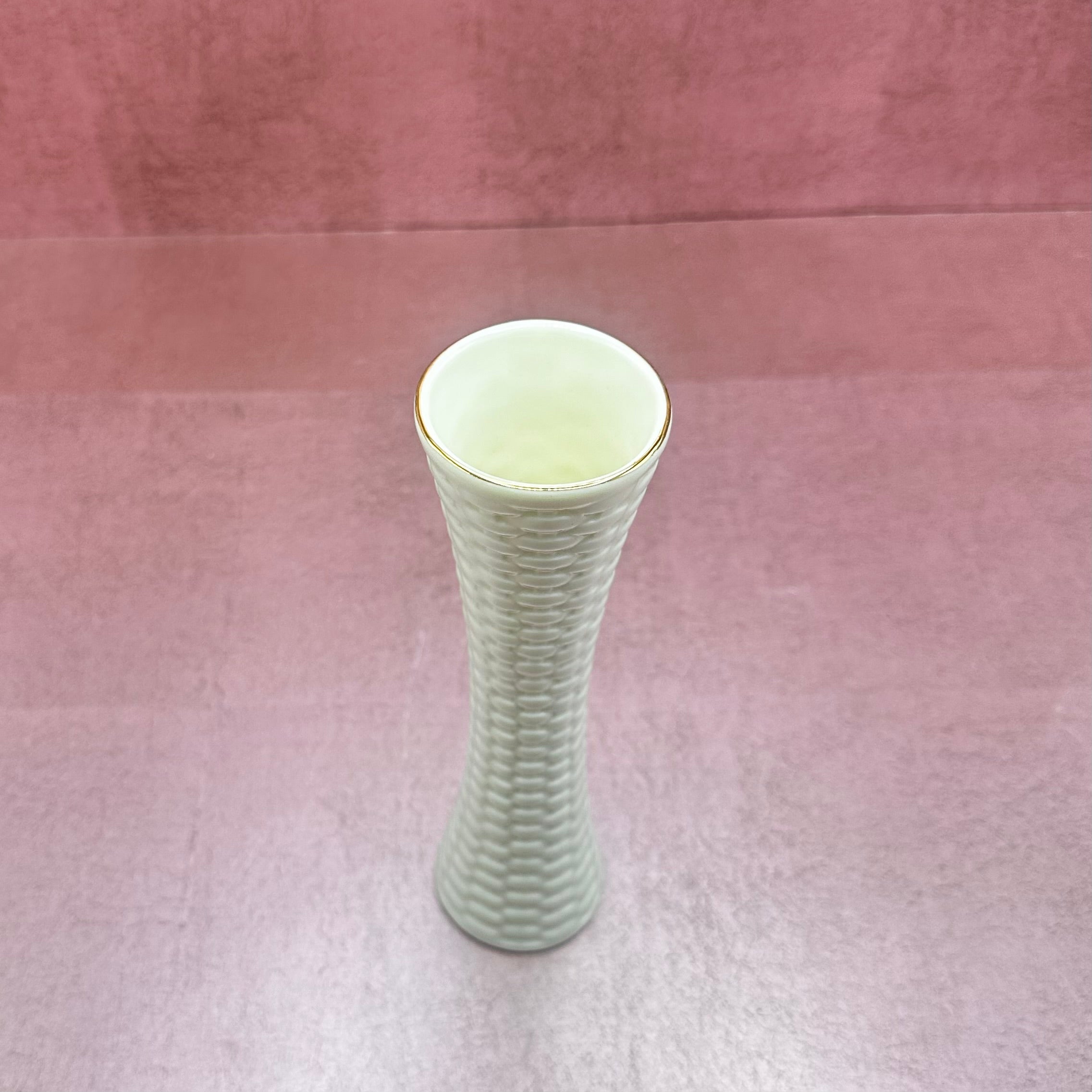 Lefton Basketweave Porcelain Slim Vase