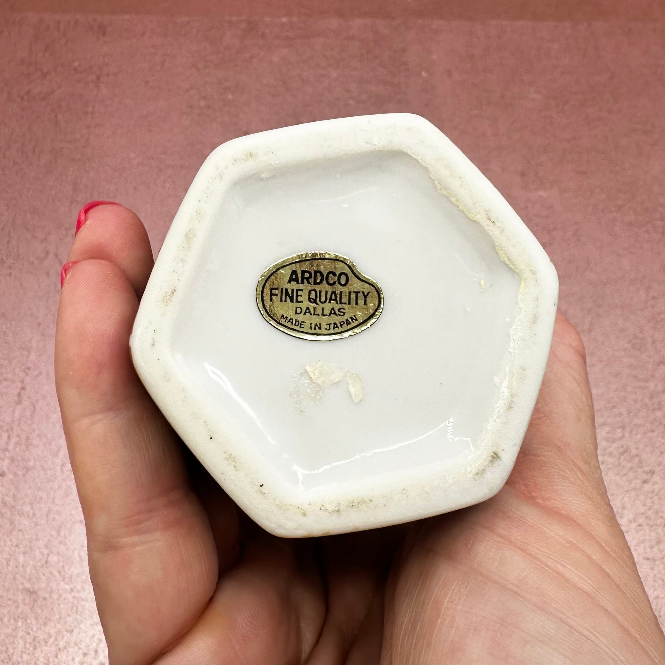 Ardco Hexagon Porcelain Vase w/ Bird