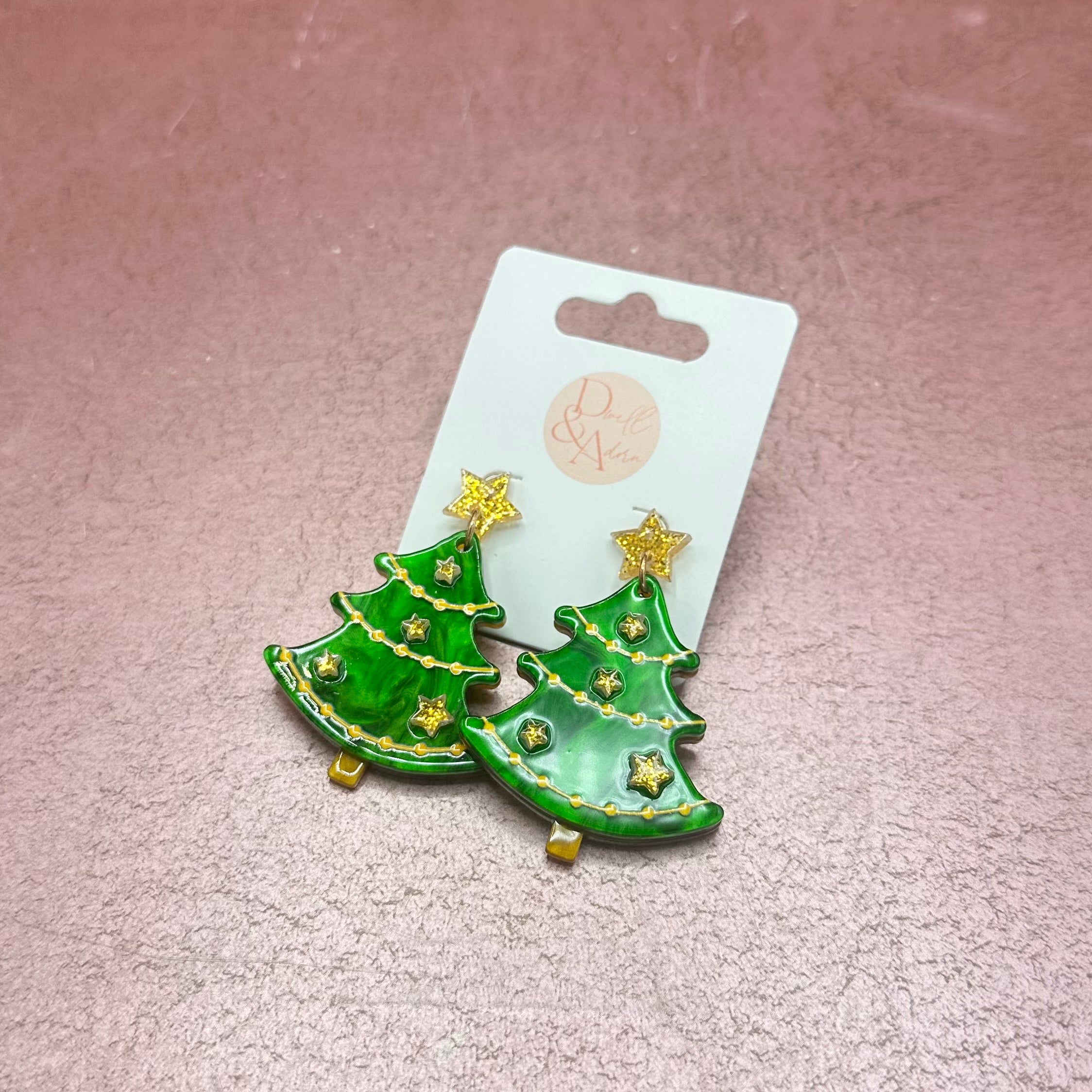 Star Acrylic Christmas Tree Earrings