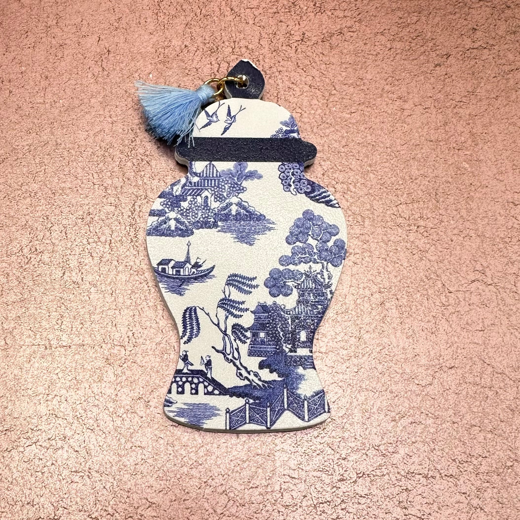 Chinoiserie Ginger Jar Shape Emery Board with Tassel Accent