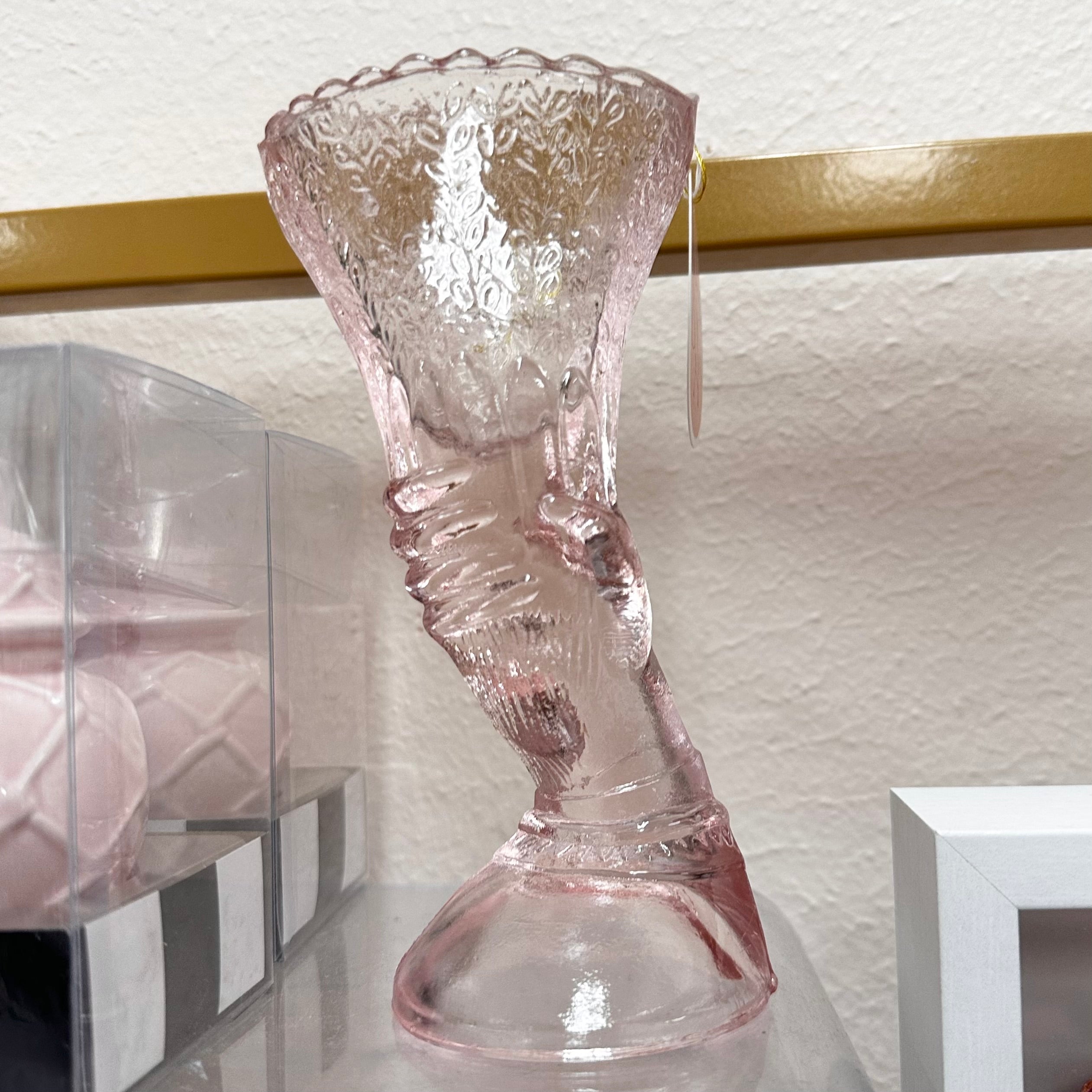 Pink Glass Hand Vase