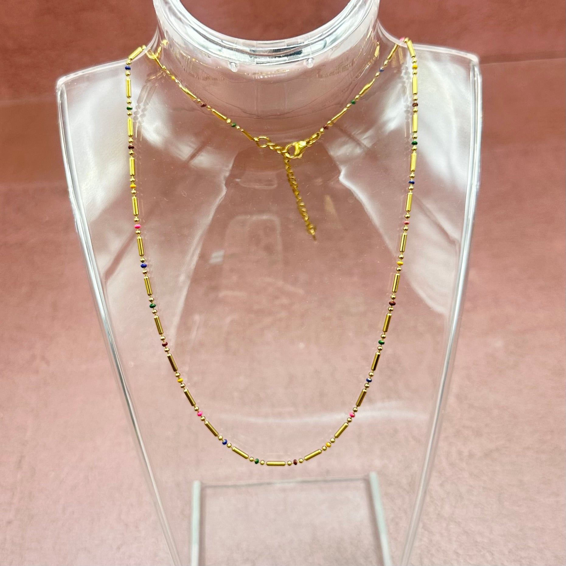 Gold and Multicolor Bead Necklace