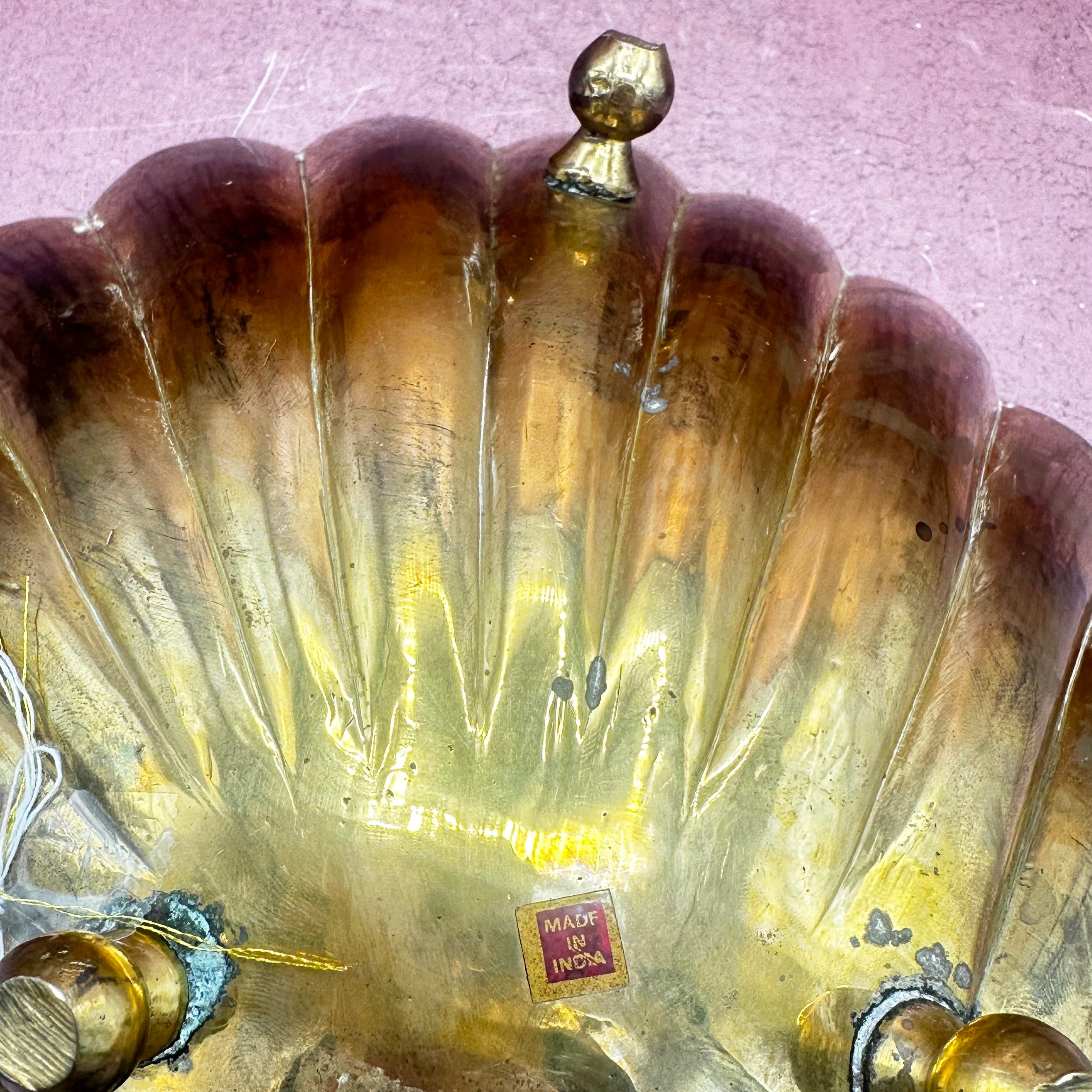 Brass MCM Shell Footed Tray