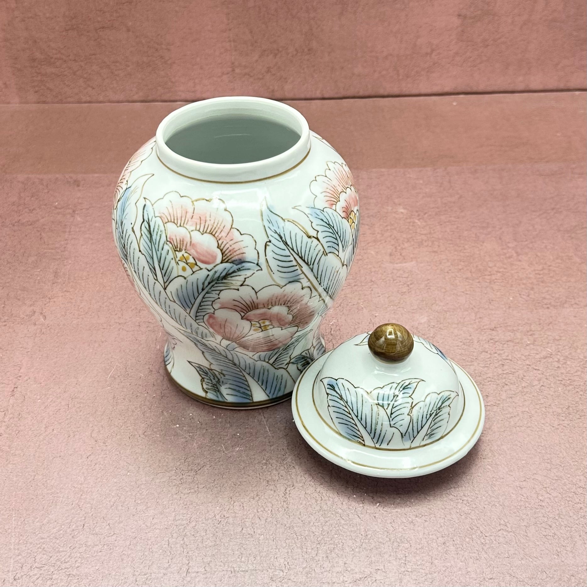 Blue & Pink Floral Ginger Jar