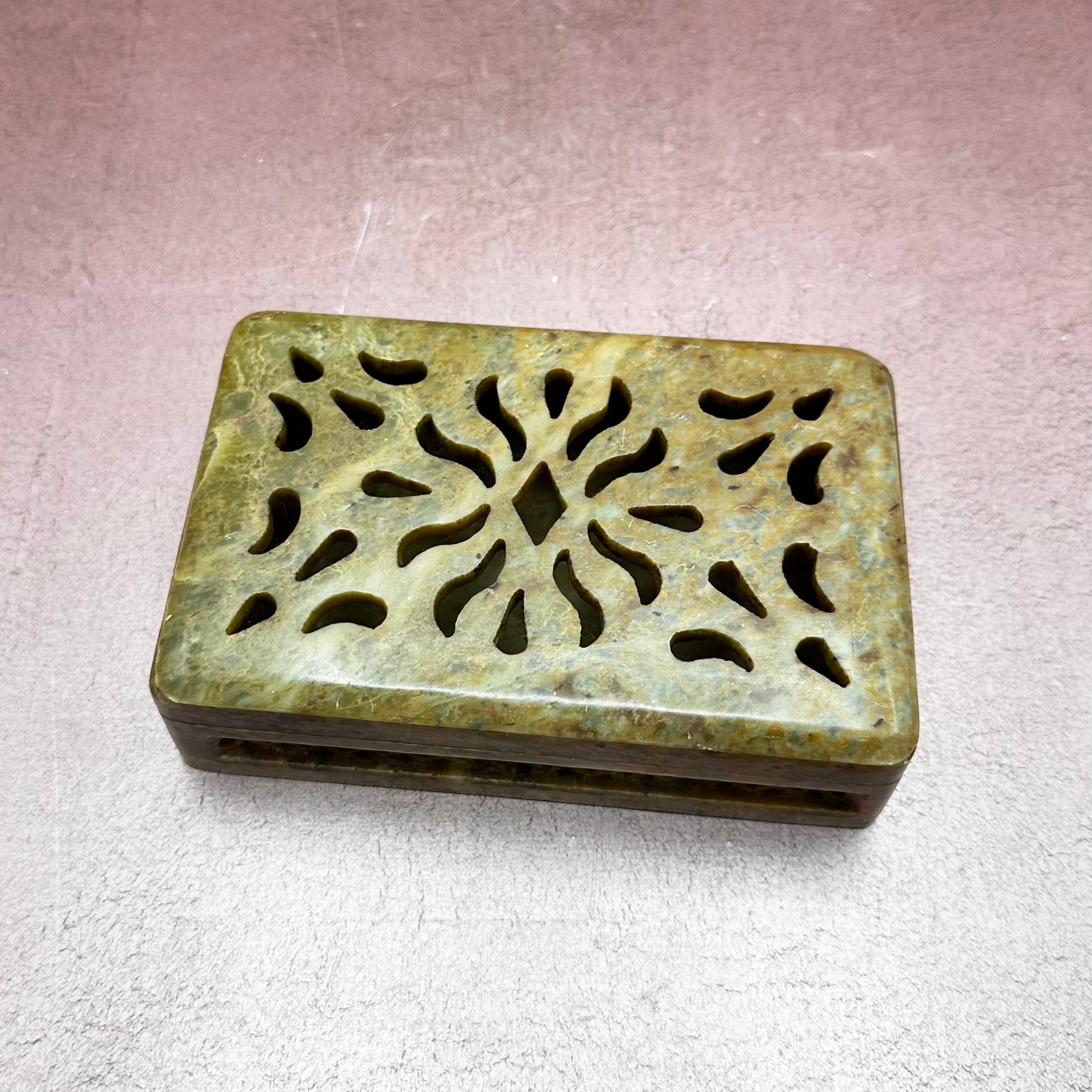 Stone Reticulated Trinket Box Earth Tones