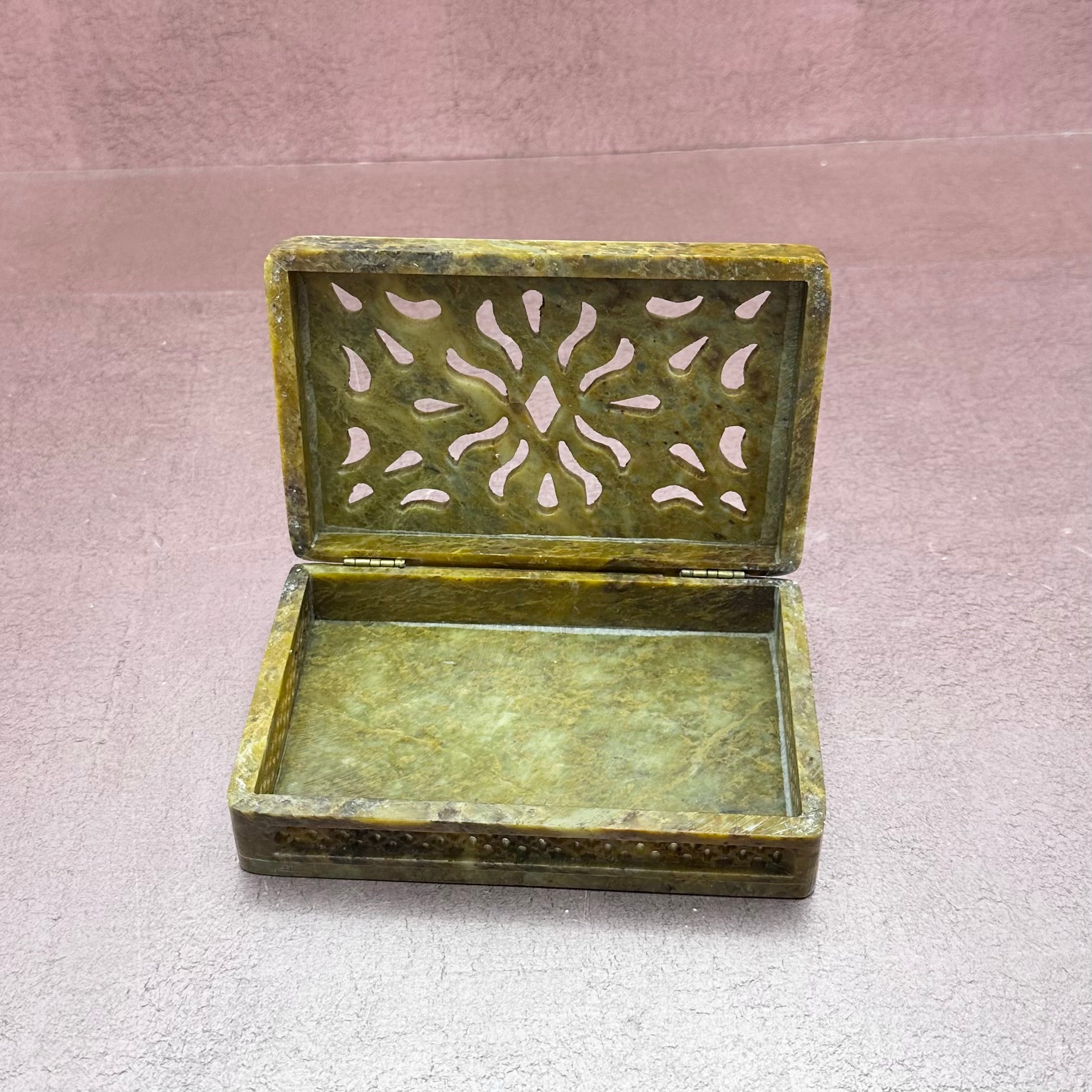 Stone Reticulated Trinket Box Earth Tones