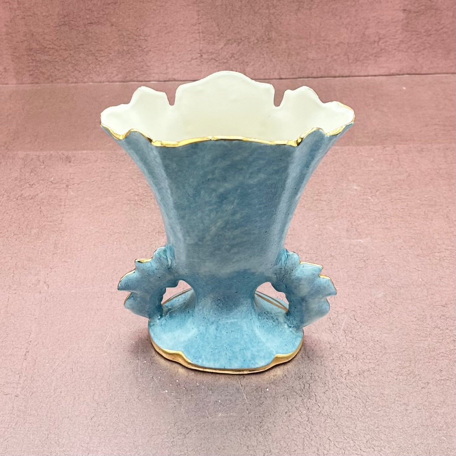 Light Blue Victorian Style Gold Trimmed Vase