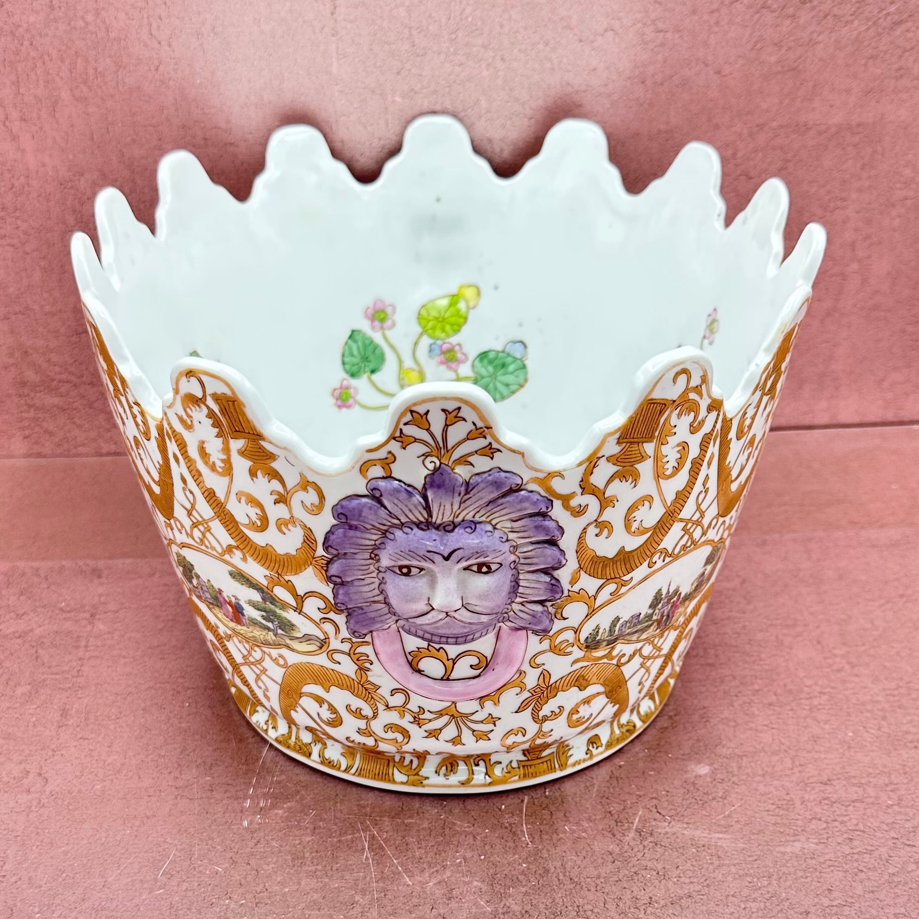 Large Vintage Purple Lion Planter