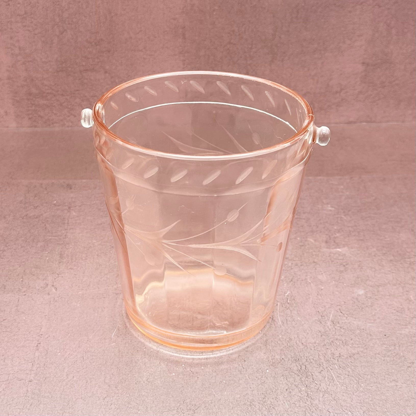 Vintage Pink Etched Design Ice Bucket