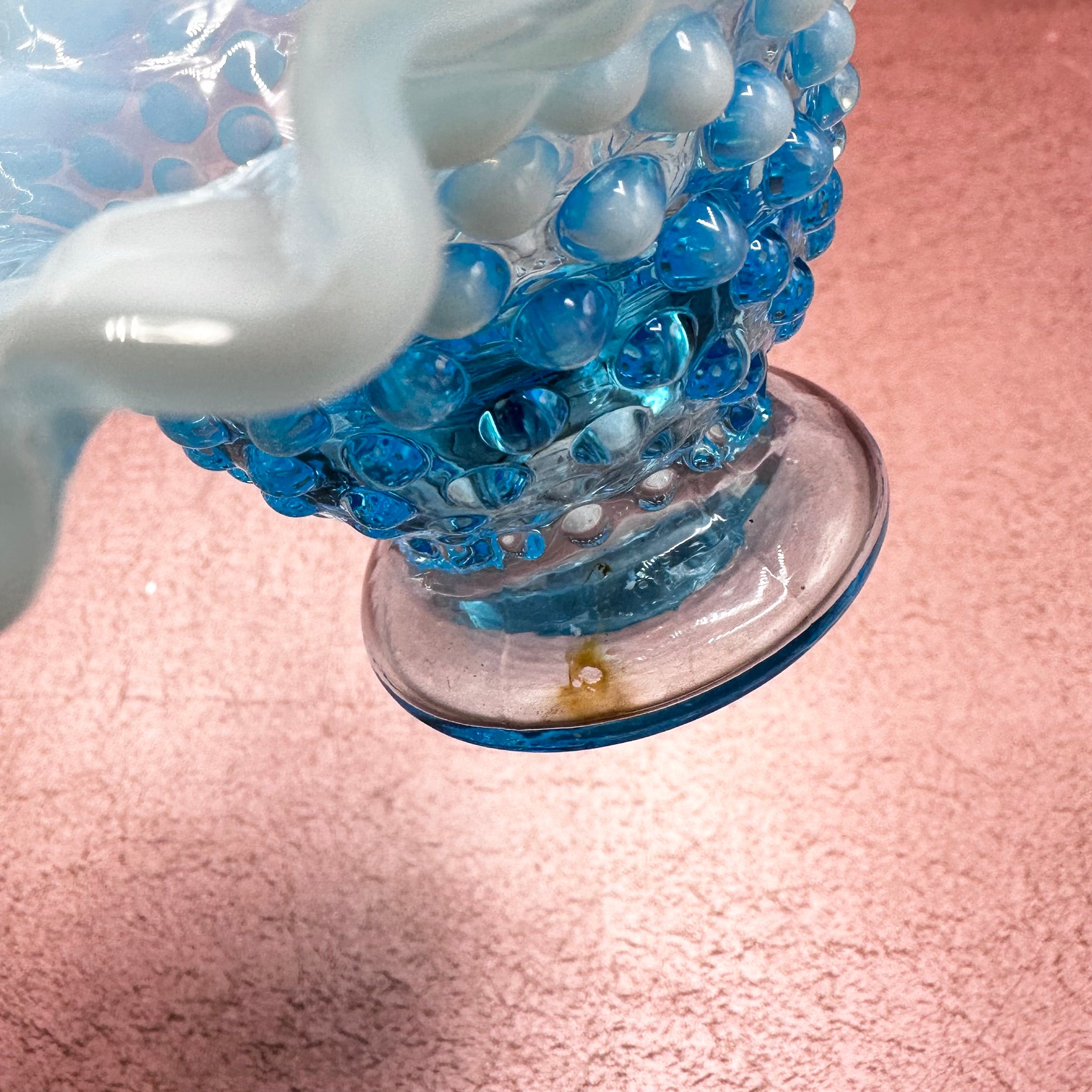 Fenton Aqua Hobnail Basket Ruffle Rim