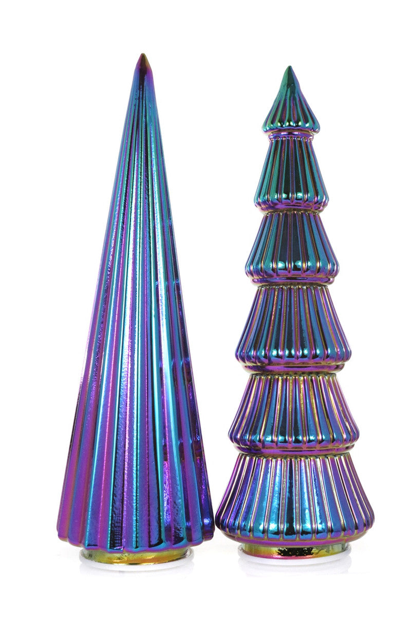 Iridescent Petrol Glass Trees