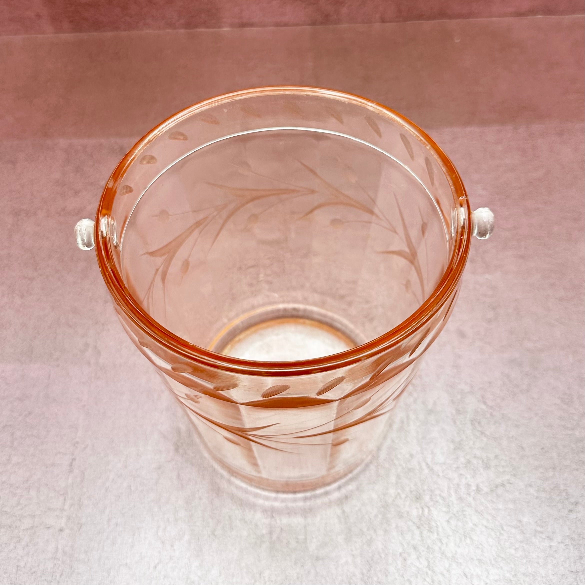Vintage Pink Etched Design Ice Bucket