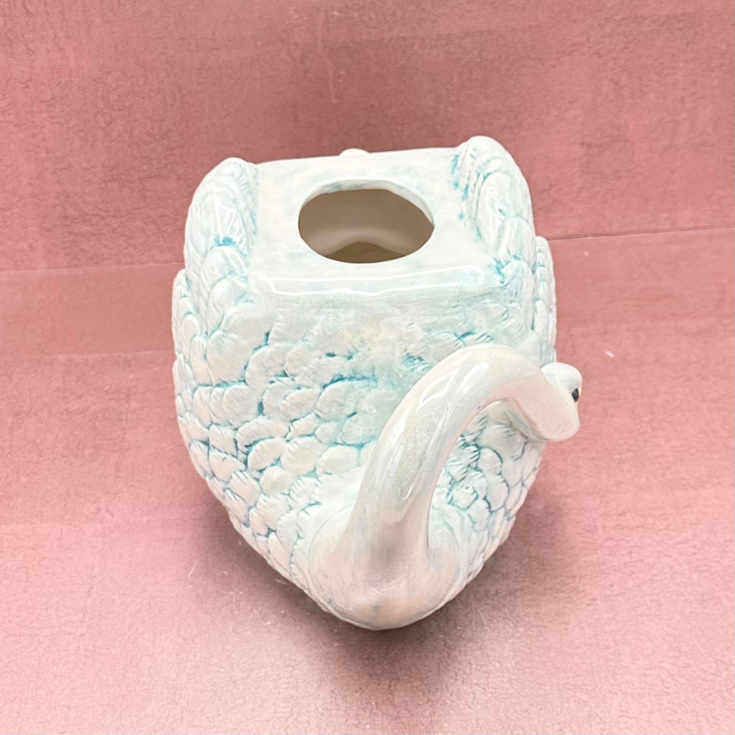 Aqua Vintage Swan Tissue Box Holder