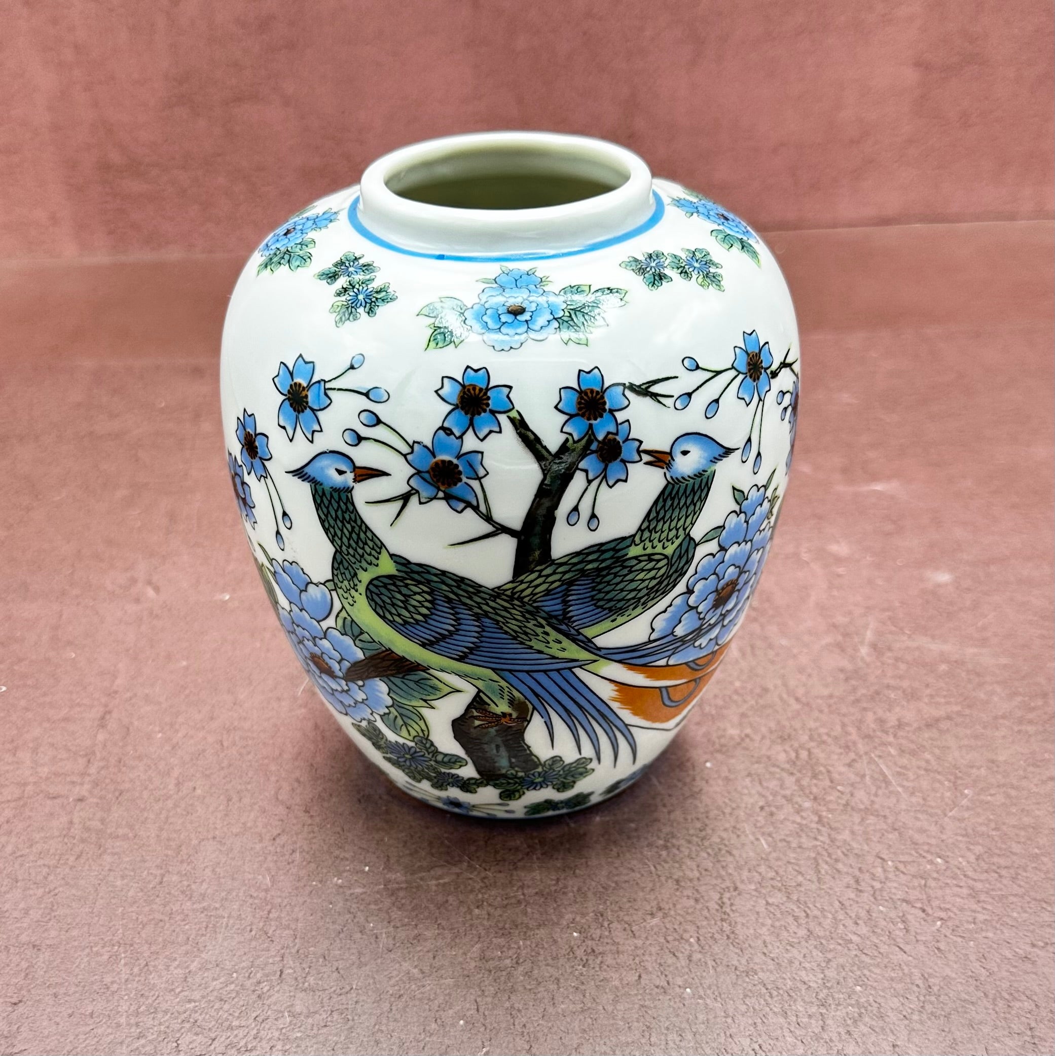 Takahashi Blue & Green Bird Ginger Jar