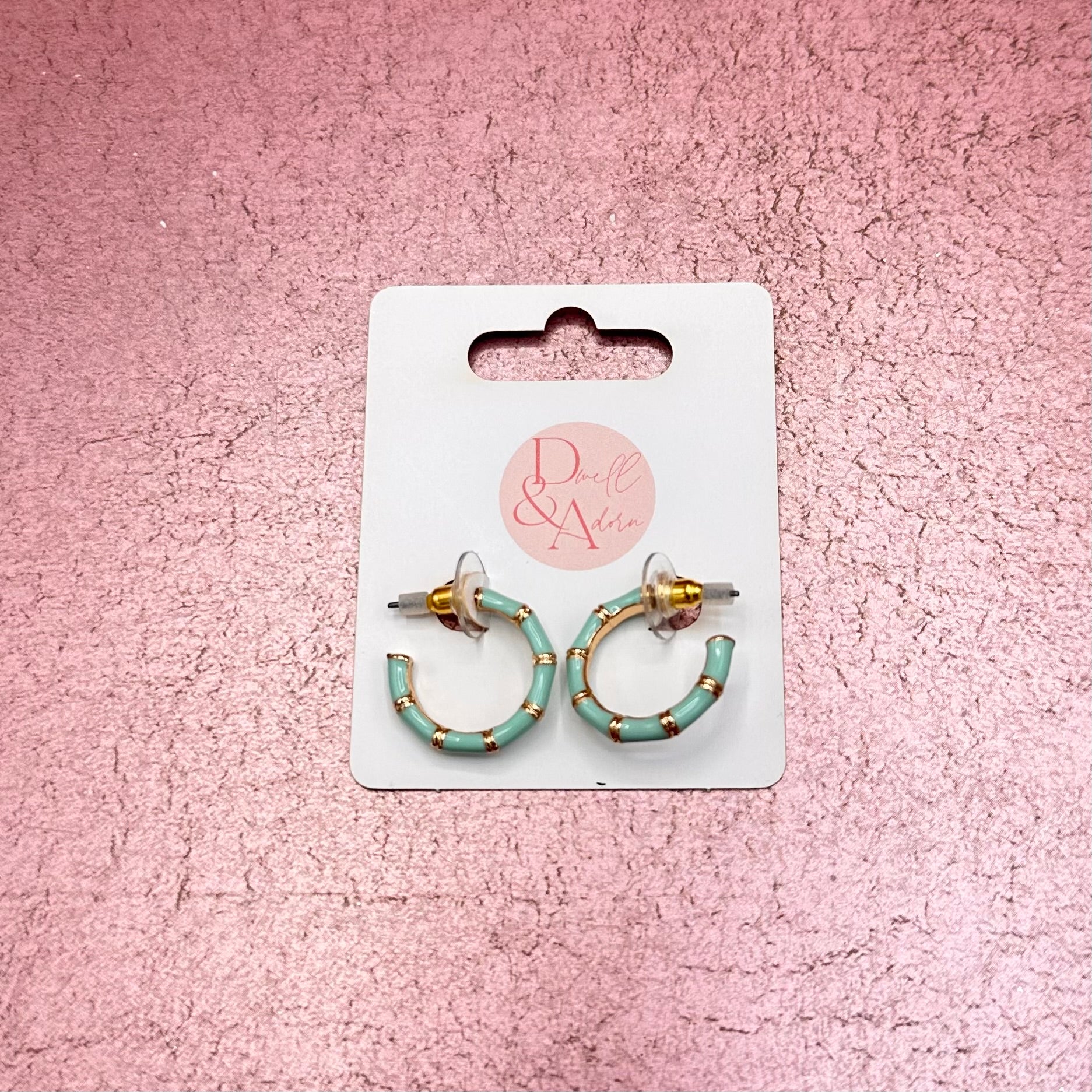 Enamel Bamboo Earrings Small Hoops