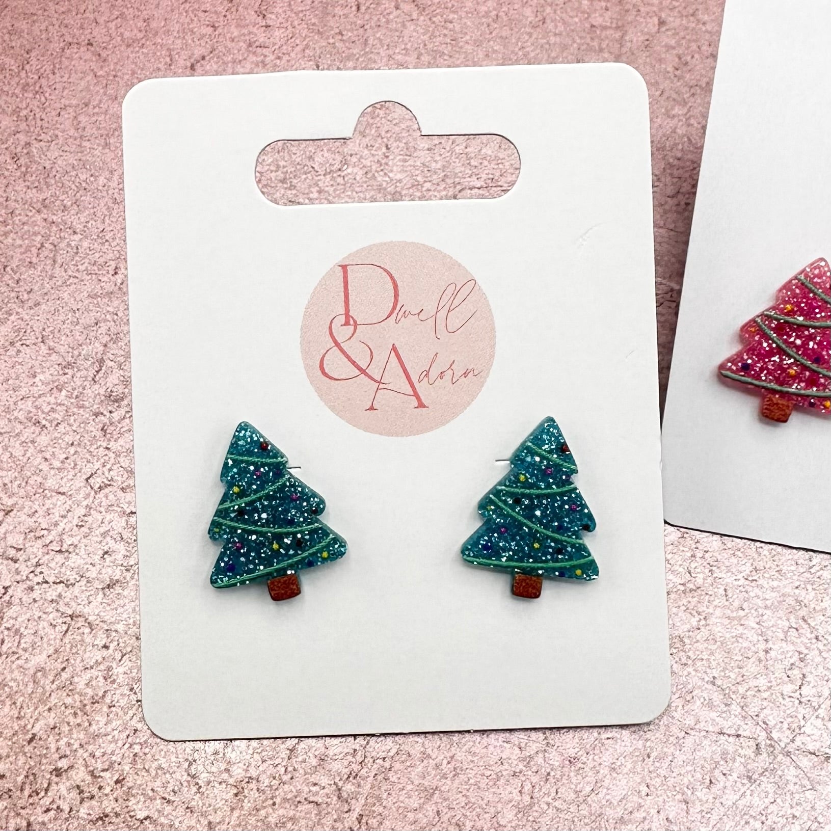 Festive Holiday Tree Acrylic Stud Earrings