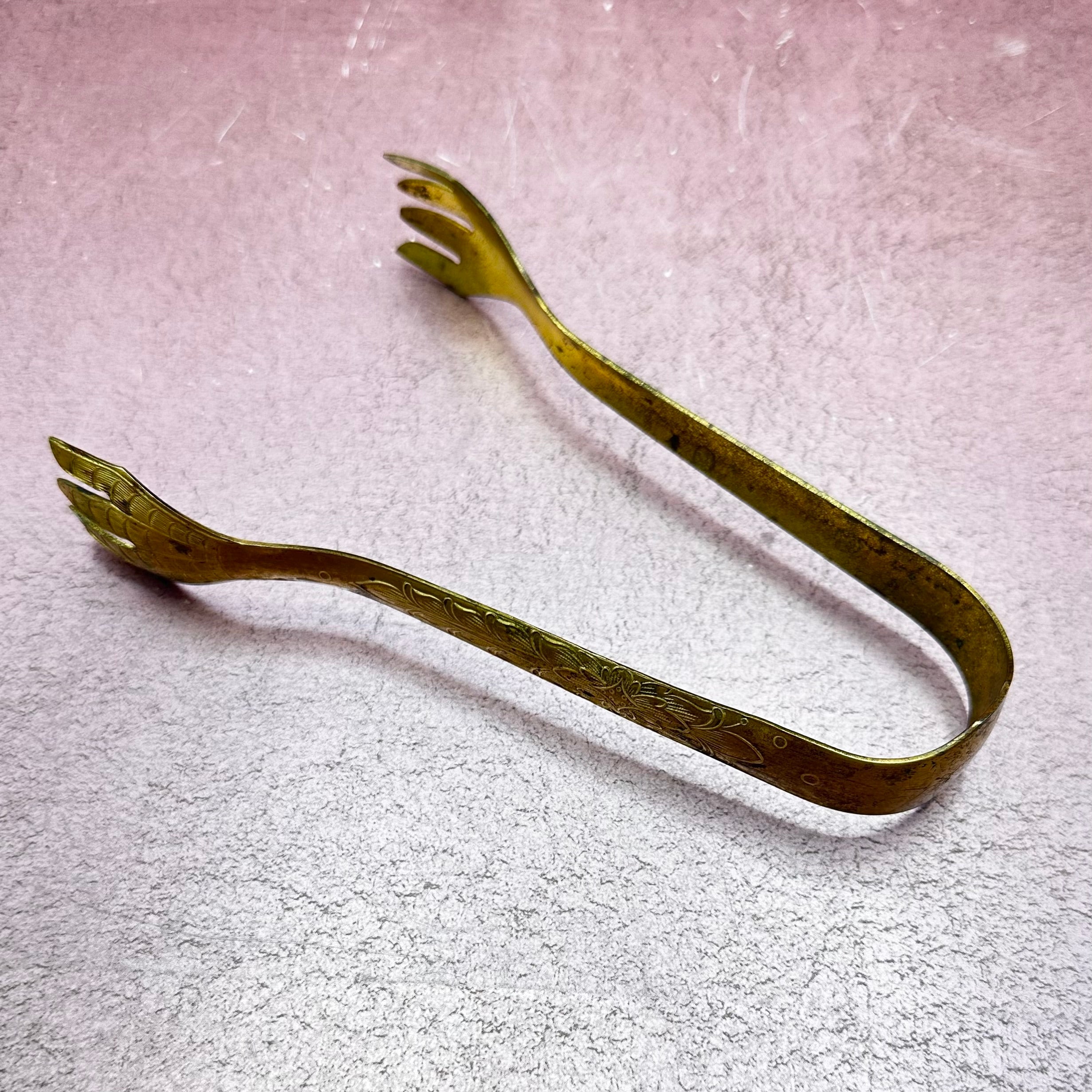 Brass Claw Etched Tongs