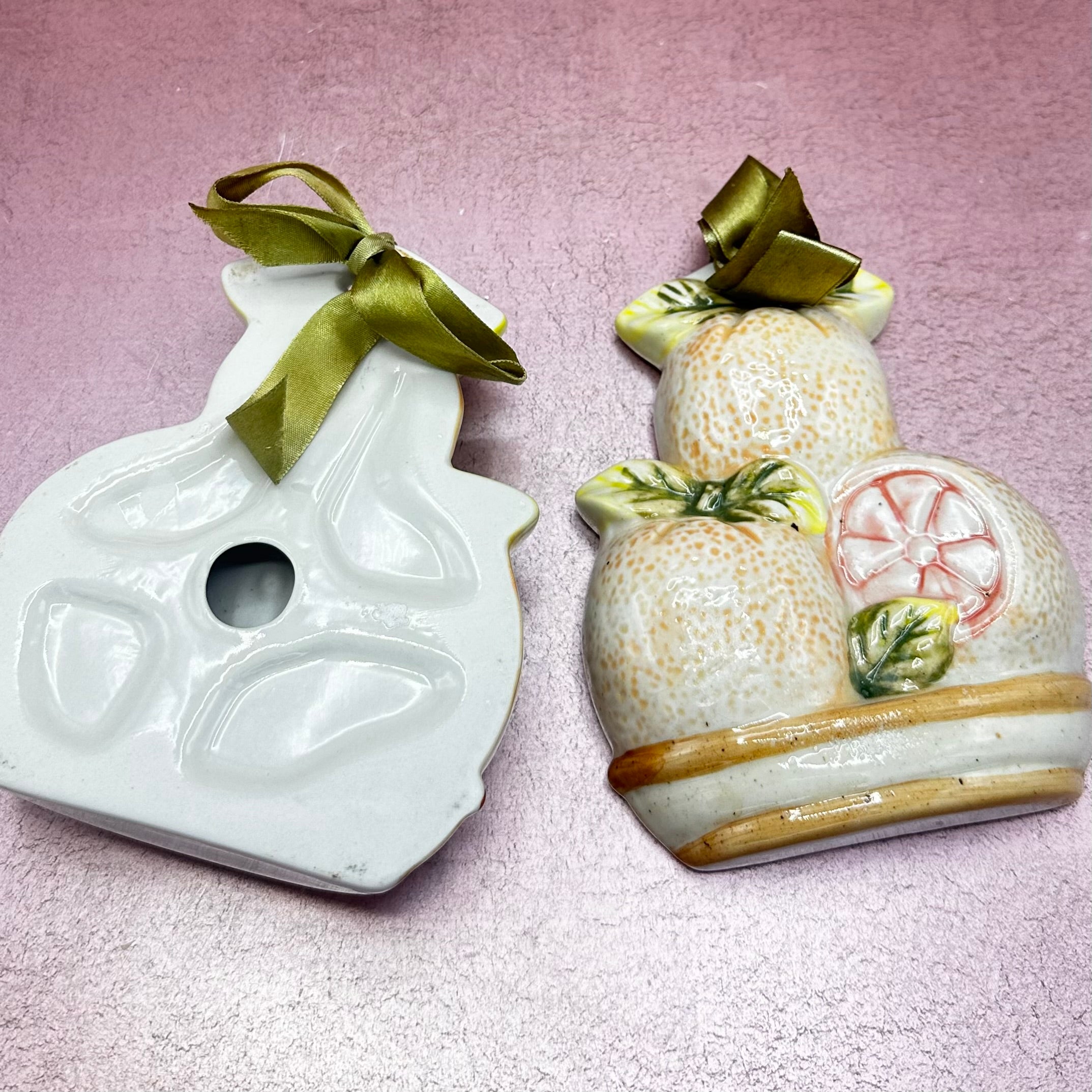 Vintage Orange Porcelain Wall Hanger