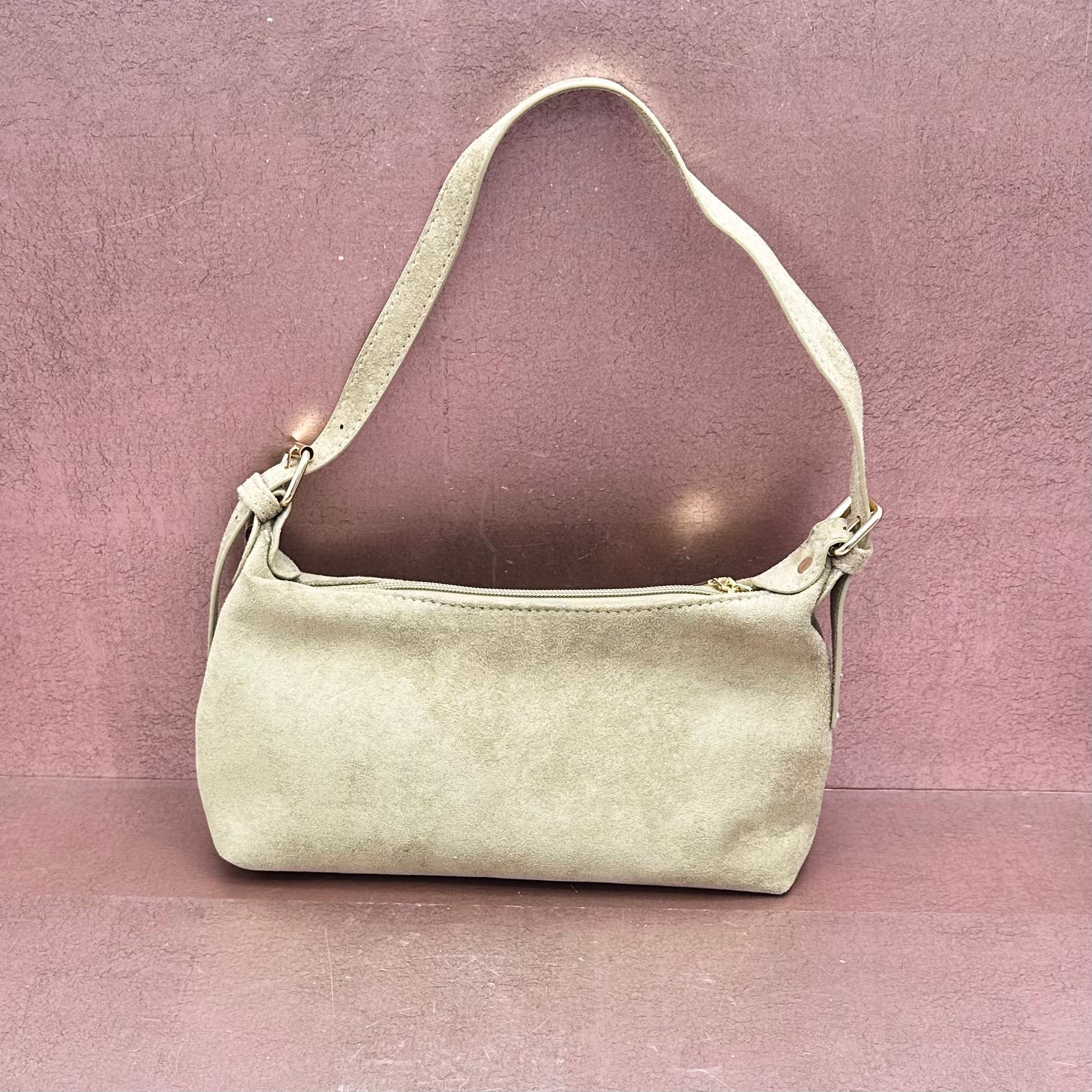Studded Faux Suede Handbag