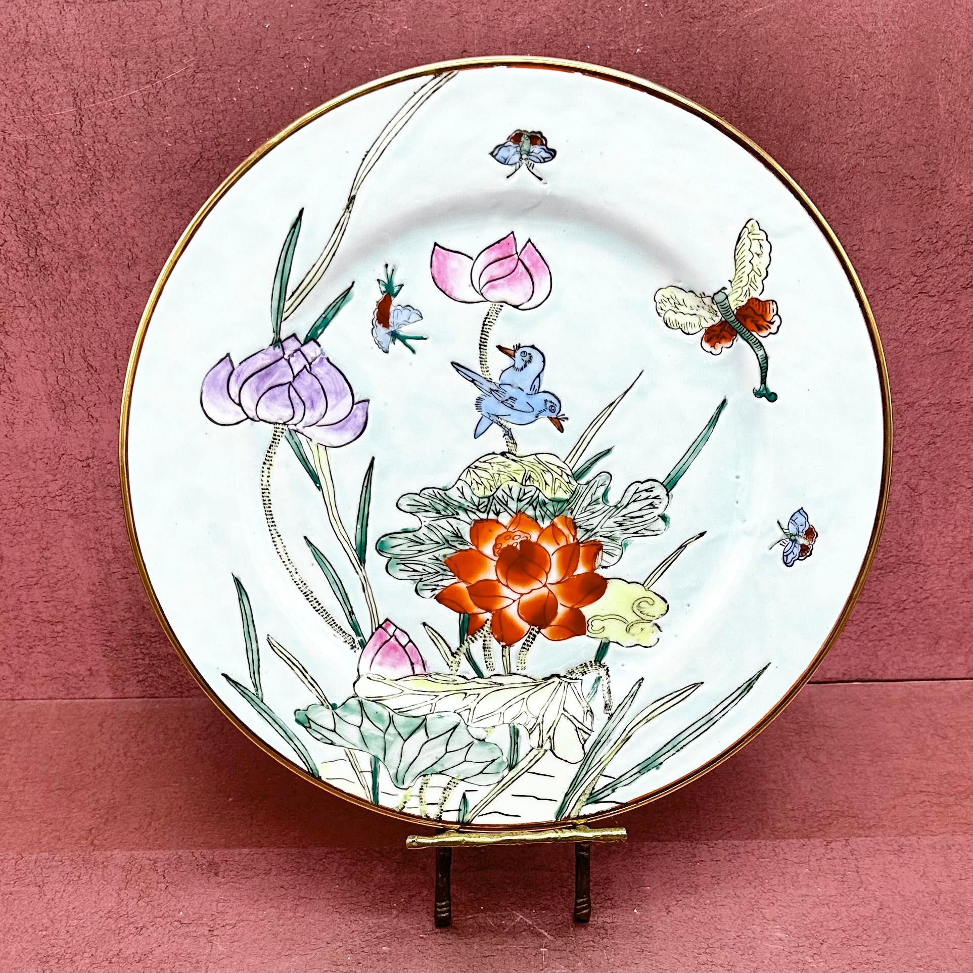 Aqua Lotus & Butterfly Decorative Plate