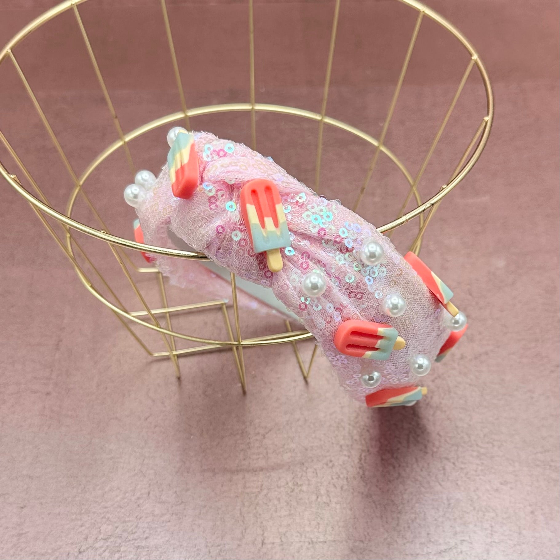 Pink Sequin Popsicle Headband