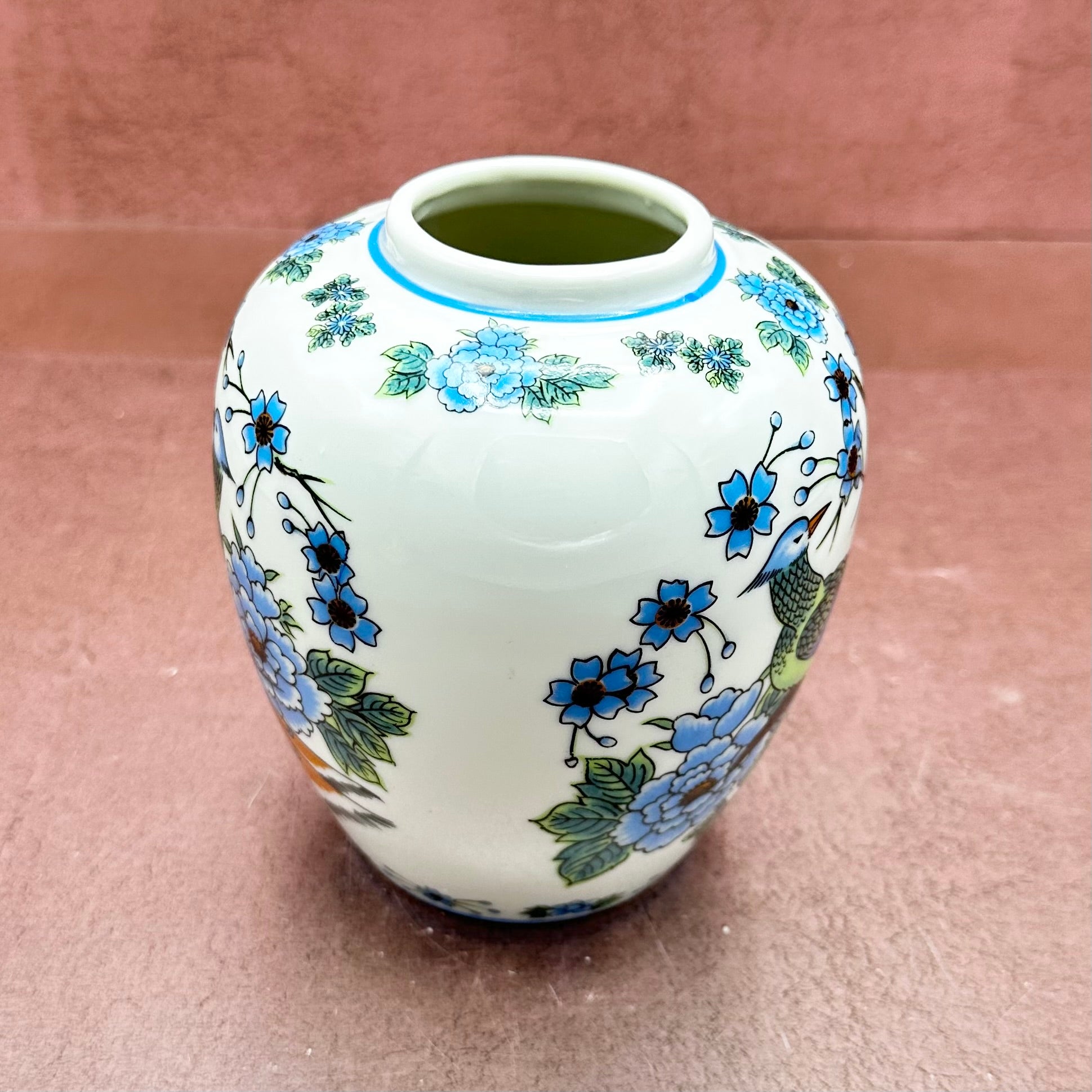 Takahashi Blue & Green Bird Ginger Jar