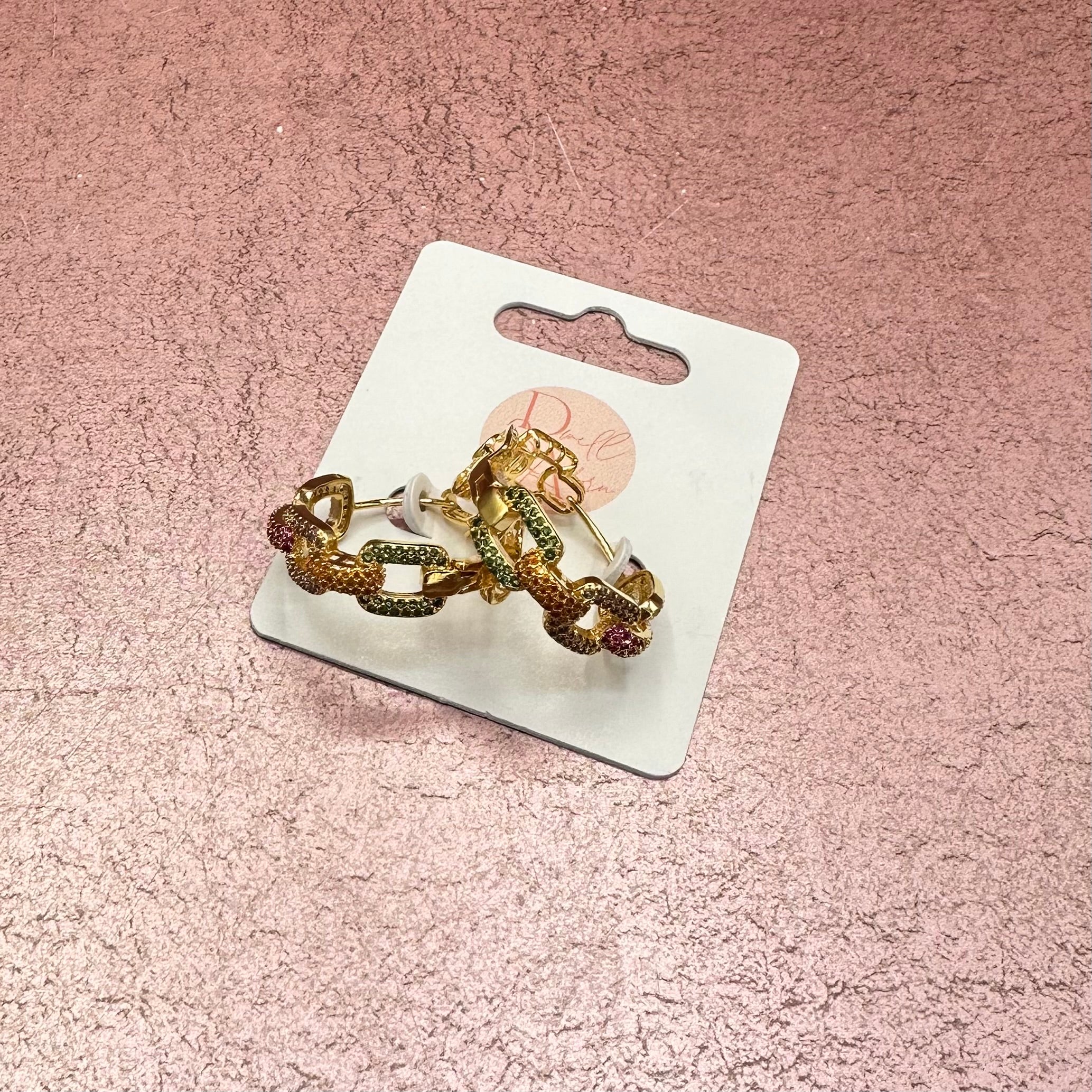 Multicolored Chain Hoop Earrings