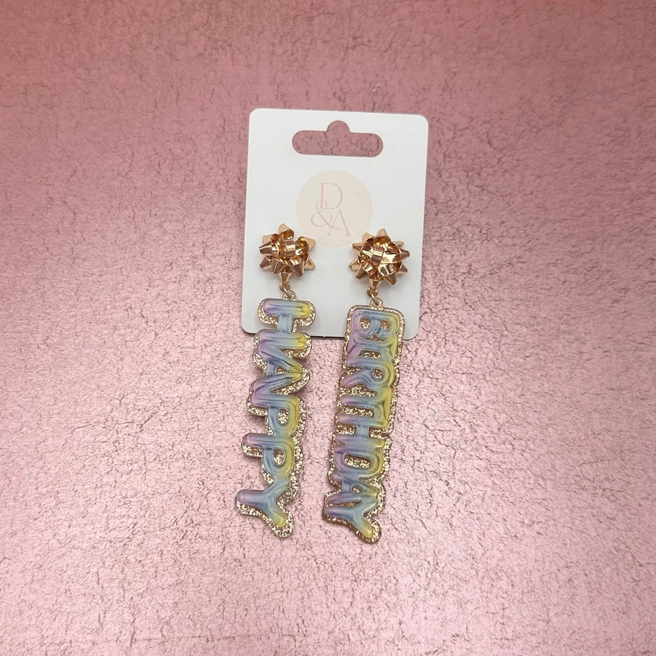 Happy Birthday Balloon Dangle Earrings