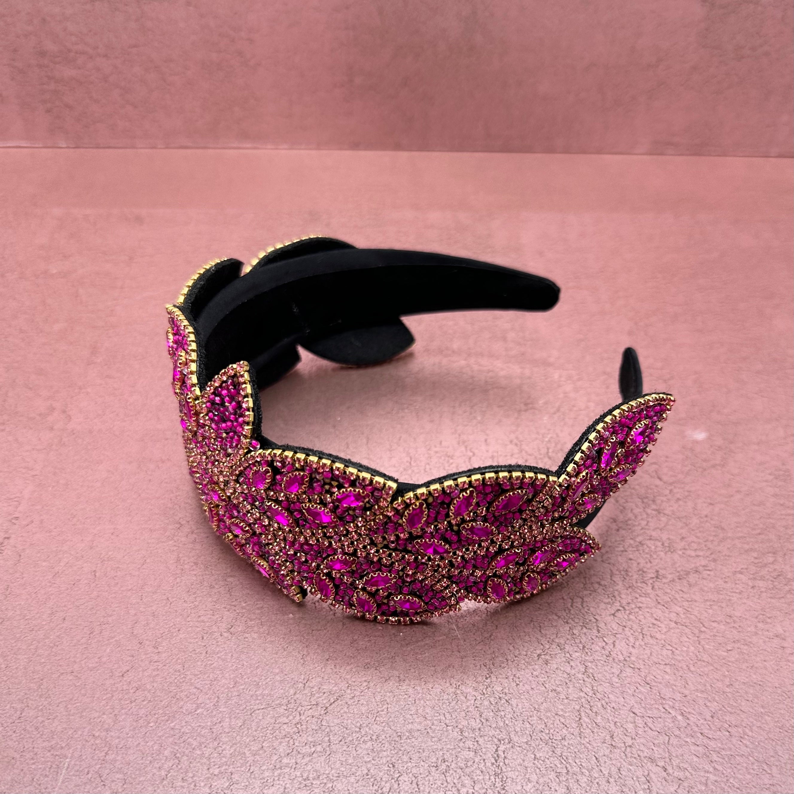 Beaded Leaf and Satin Headband