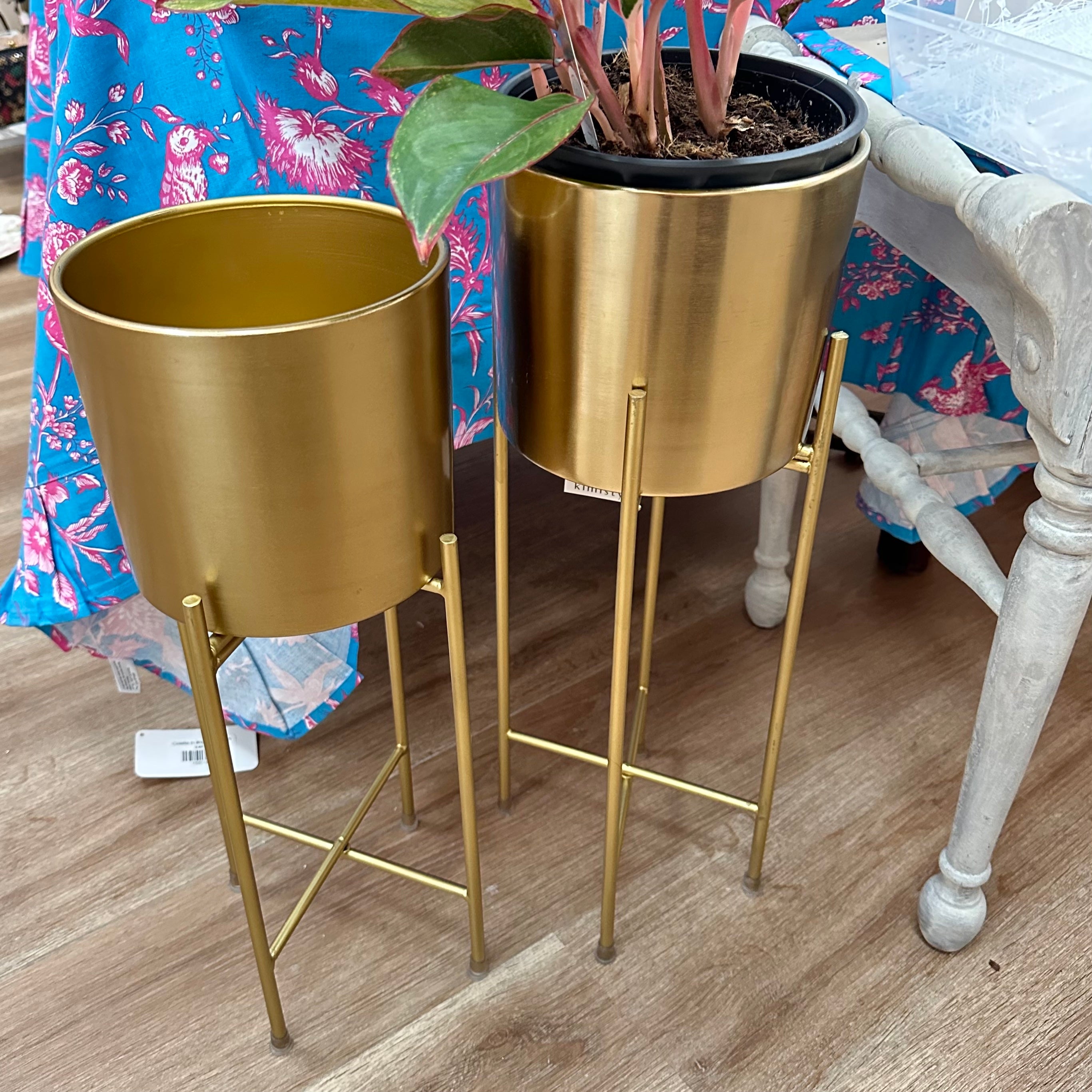 Gold Metal Planters with Stand