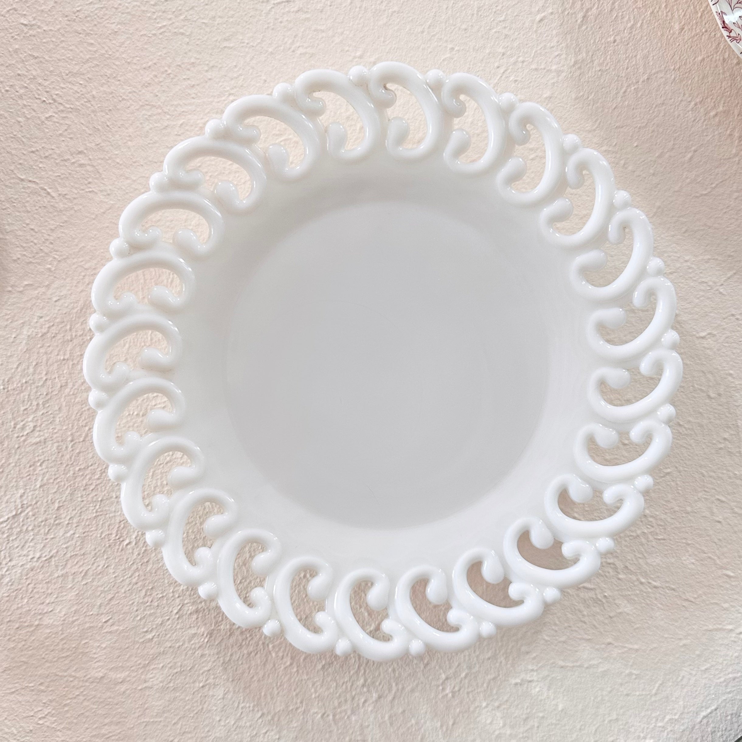 Scroll Milk Glass Plate