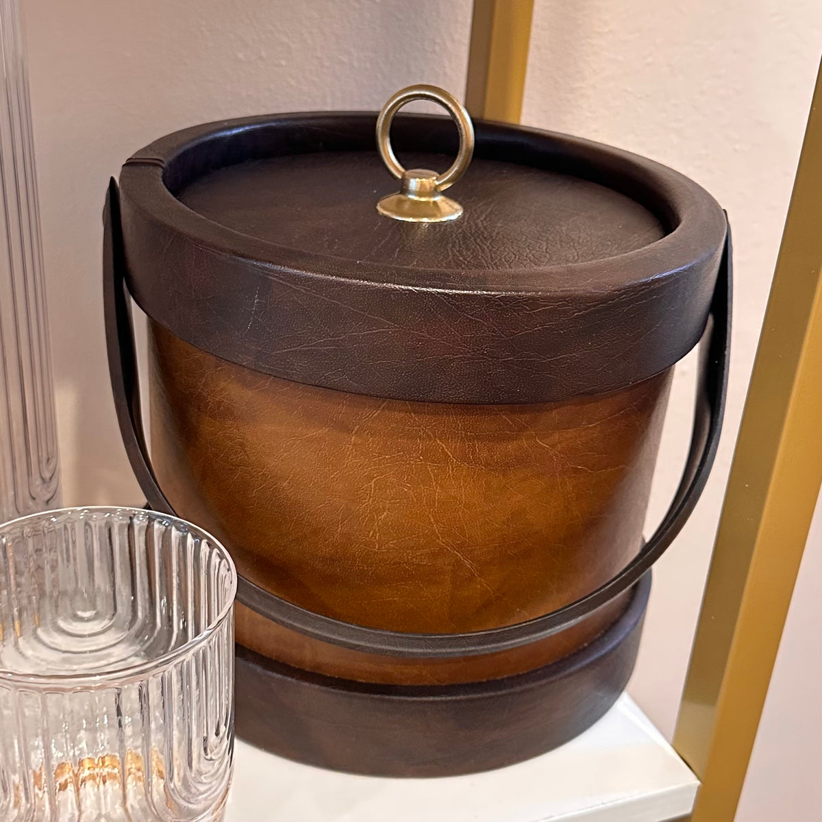 Leather Ice Bucket Dwell and Adorn