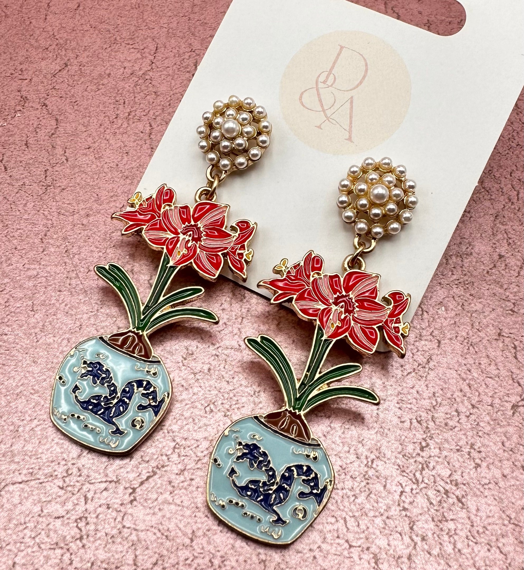 Flower in Vase Drop Earrings