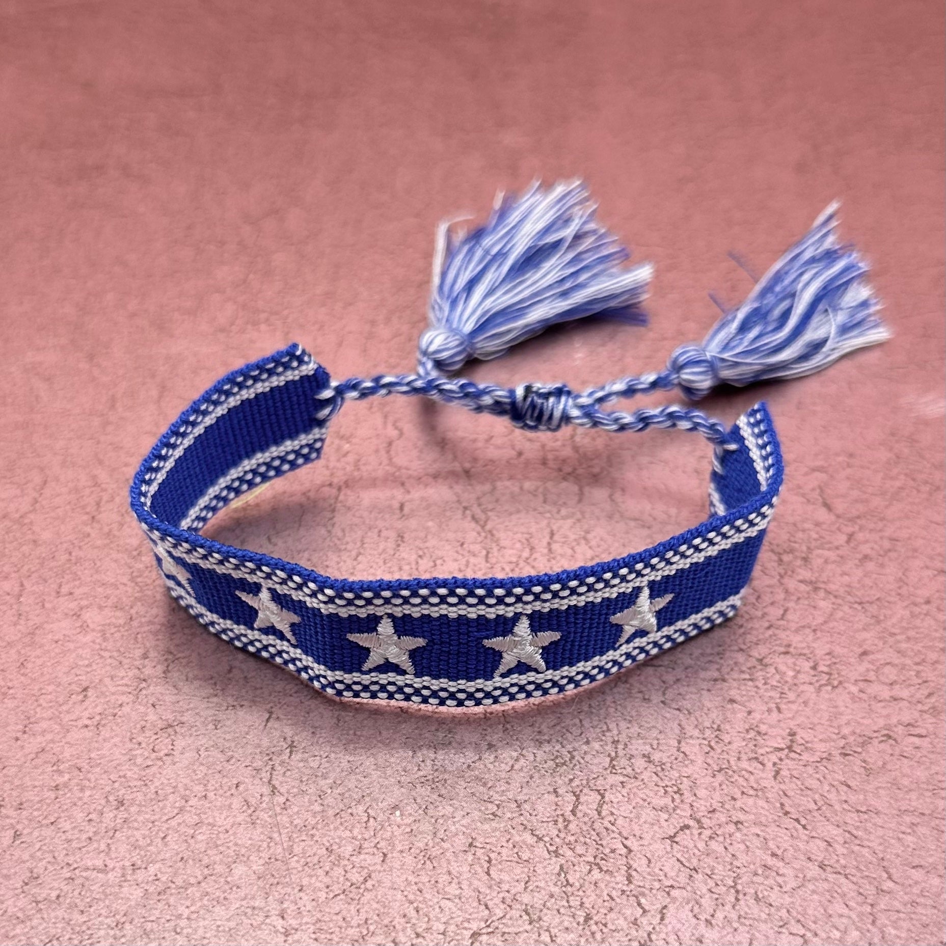 Star Embroidered Tassel Closure Bracelet