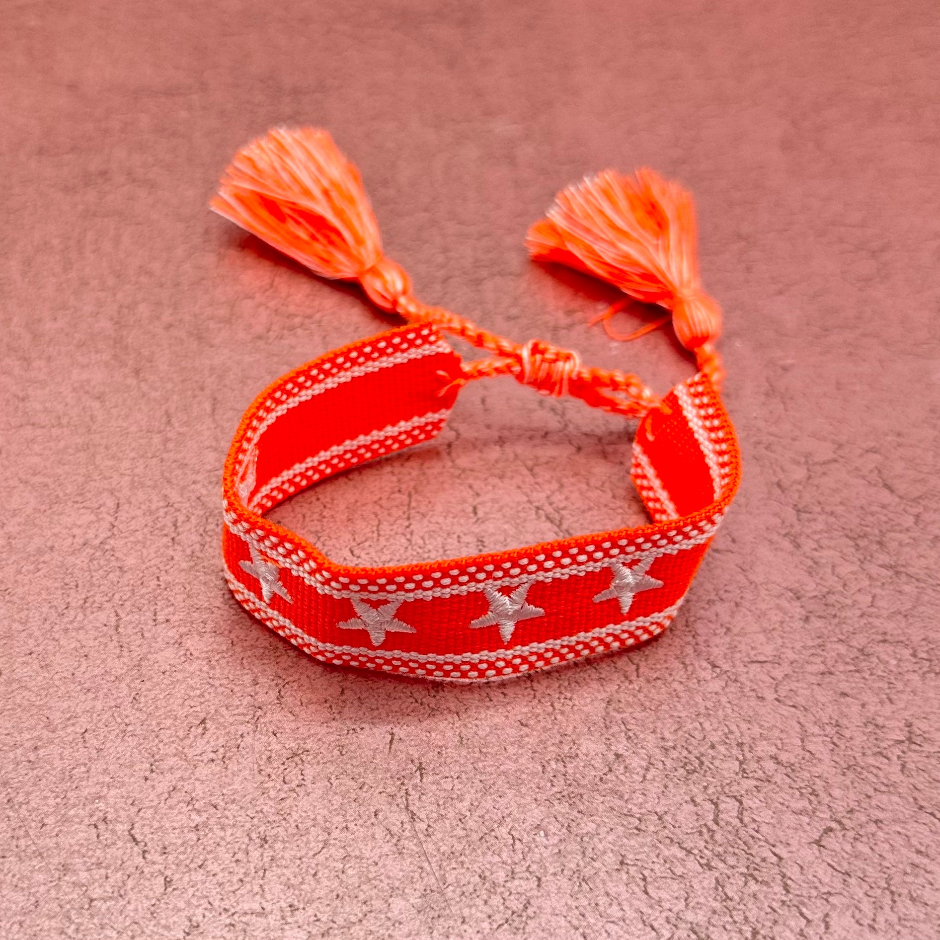 Star Embroidered Tassel Closure Bracelet