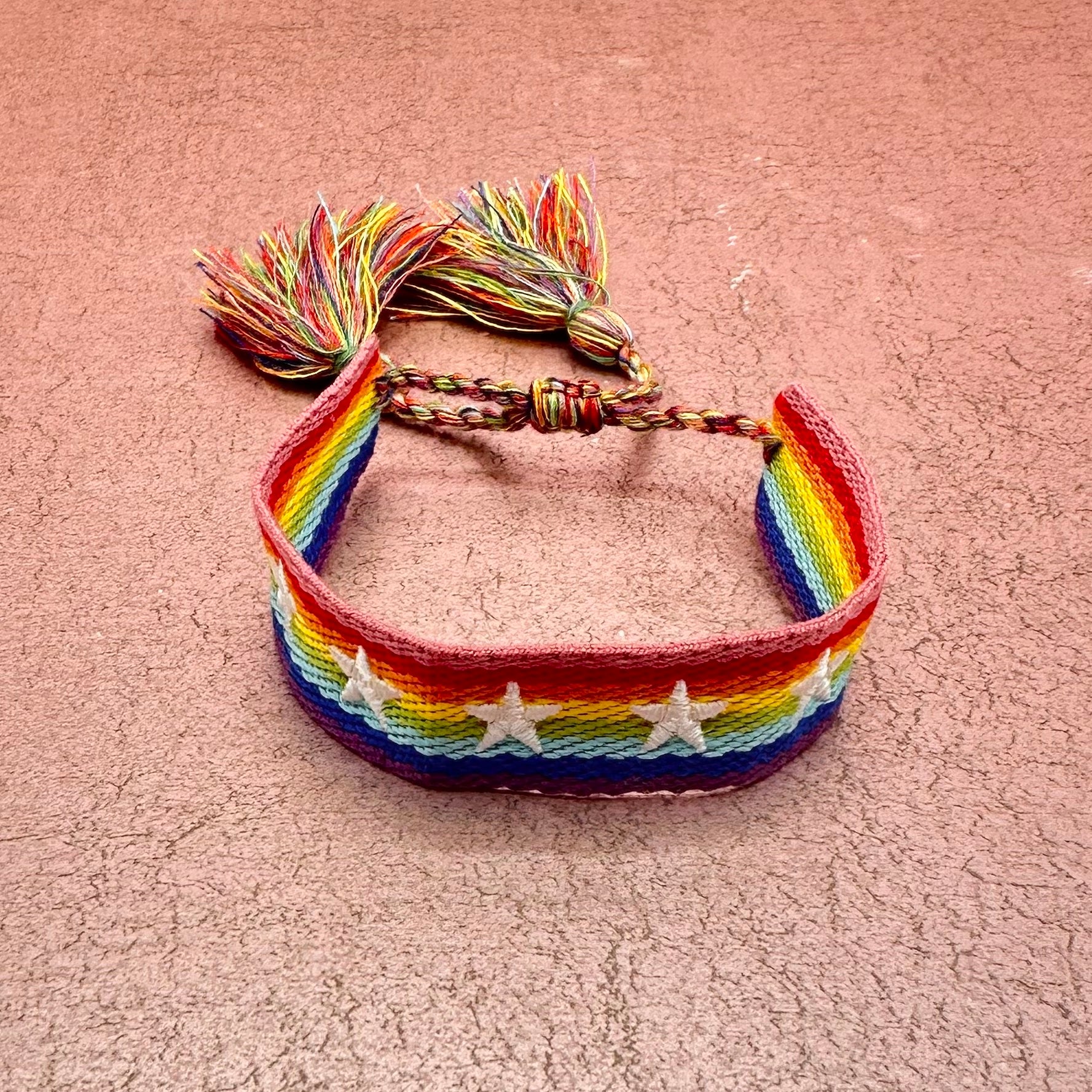 Star Embroidered Tassel Closure Bracelet