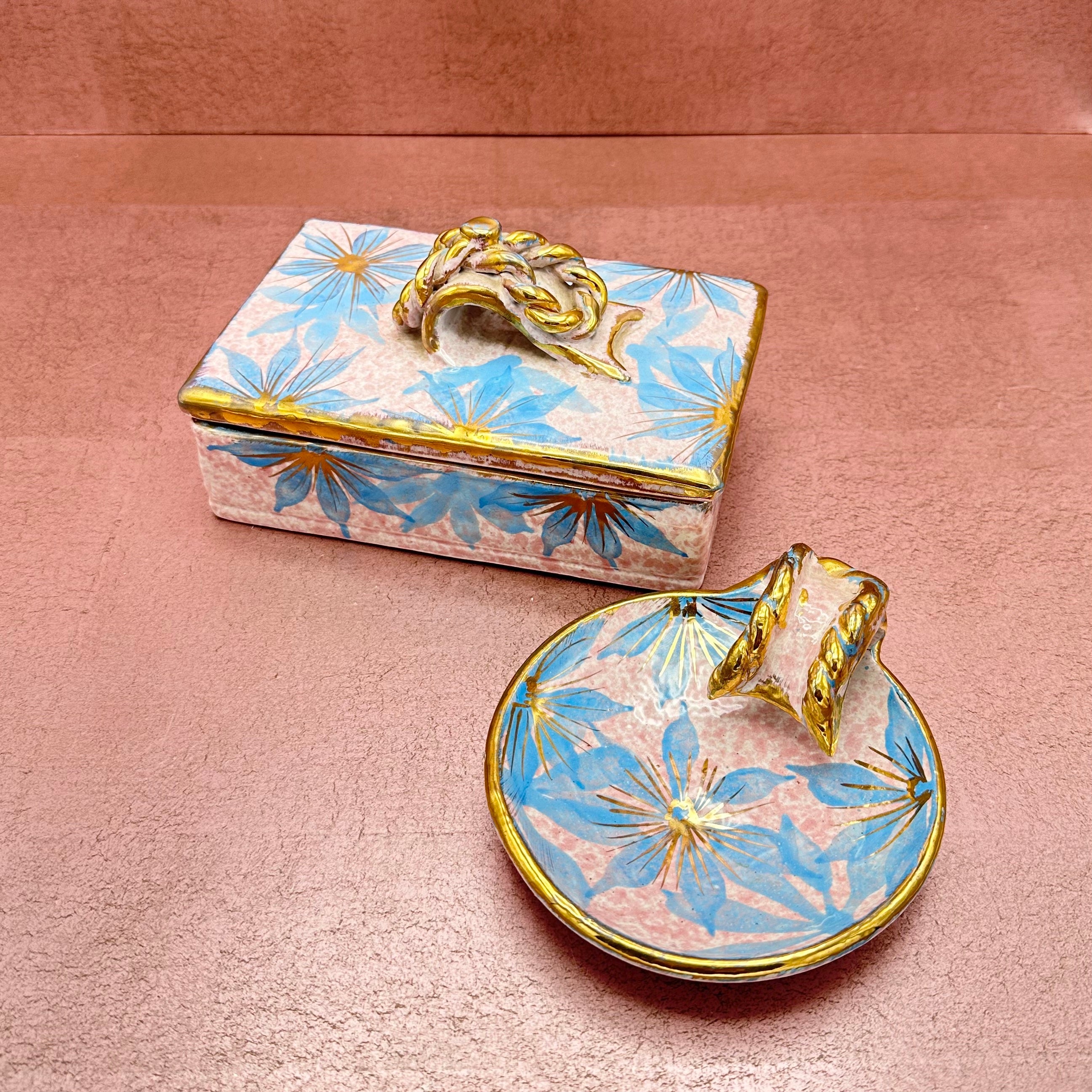Floral Pink and Blue Trinket Dish