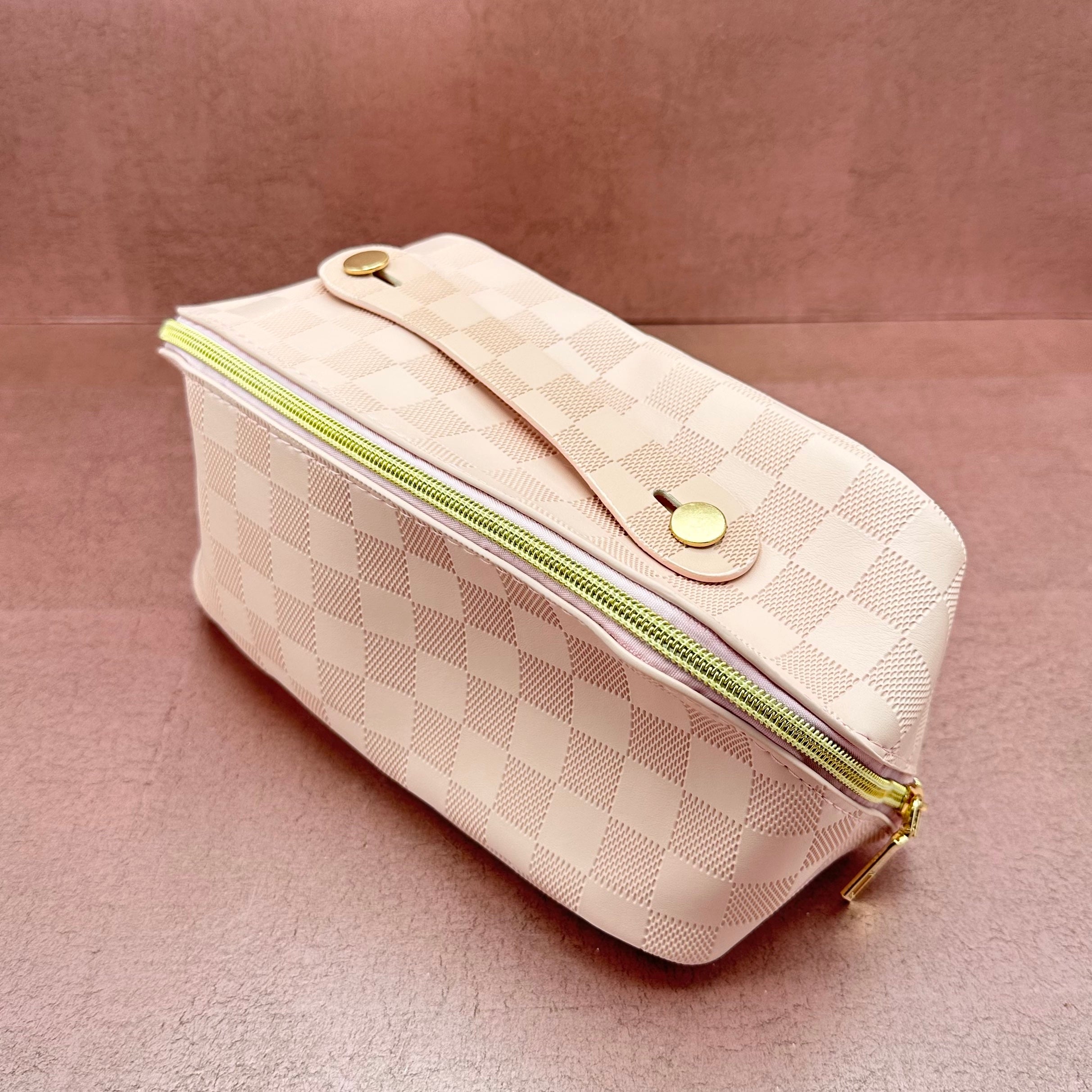 Pink Checker Toiletry Bag