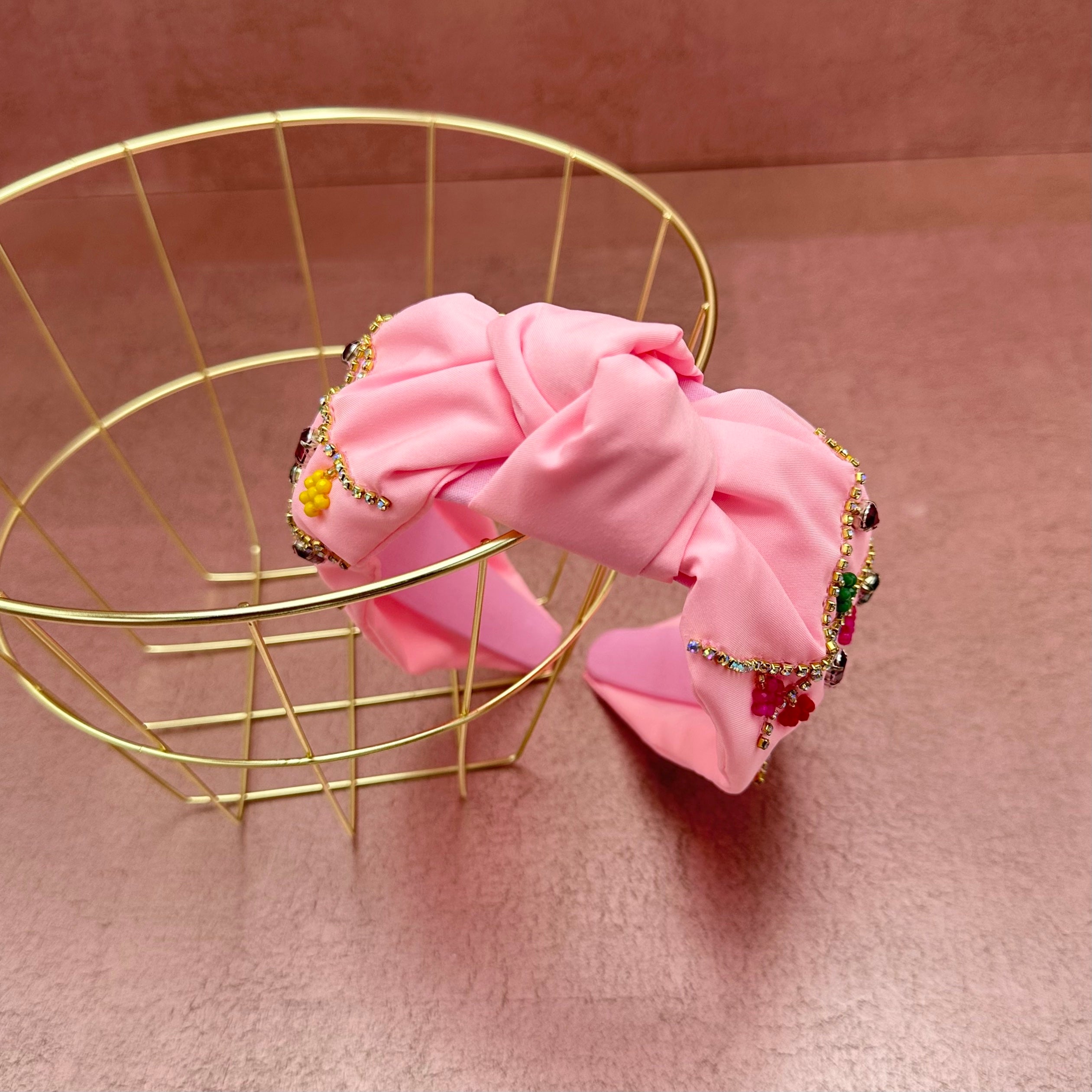 Christmas Light Beaded Top Knot Headband