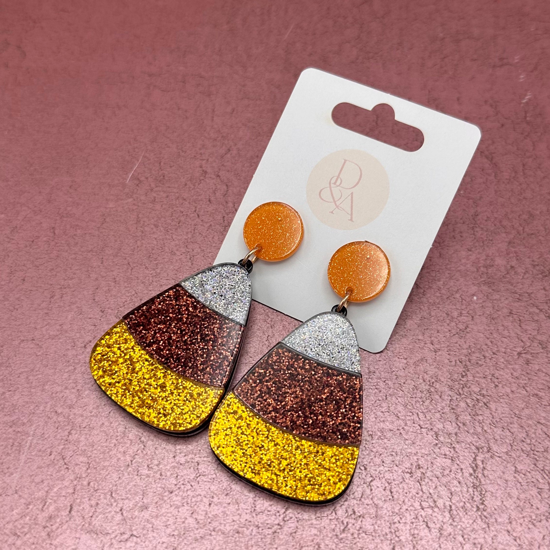 Resin Candy Corn Drop Earrings