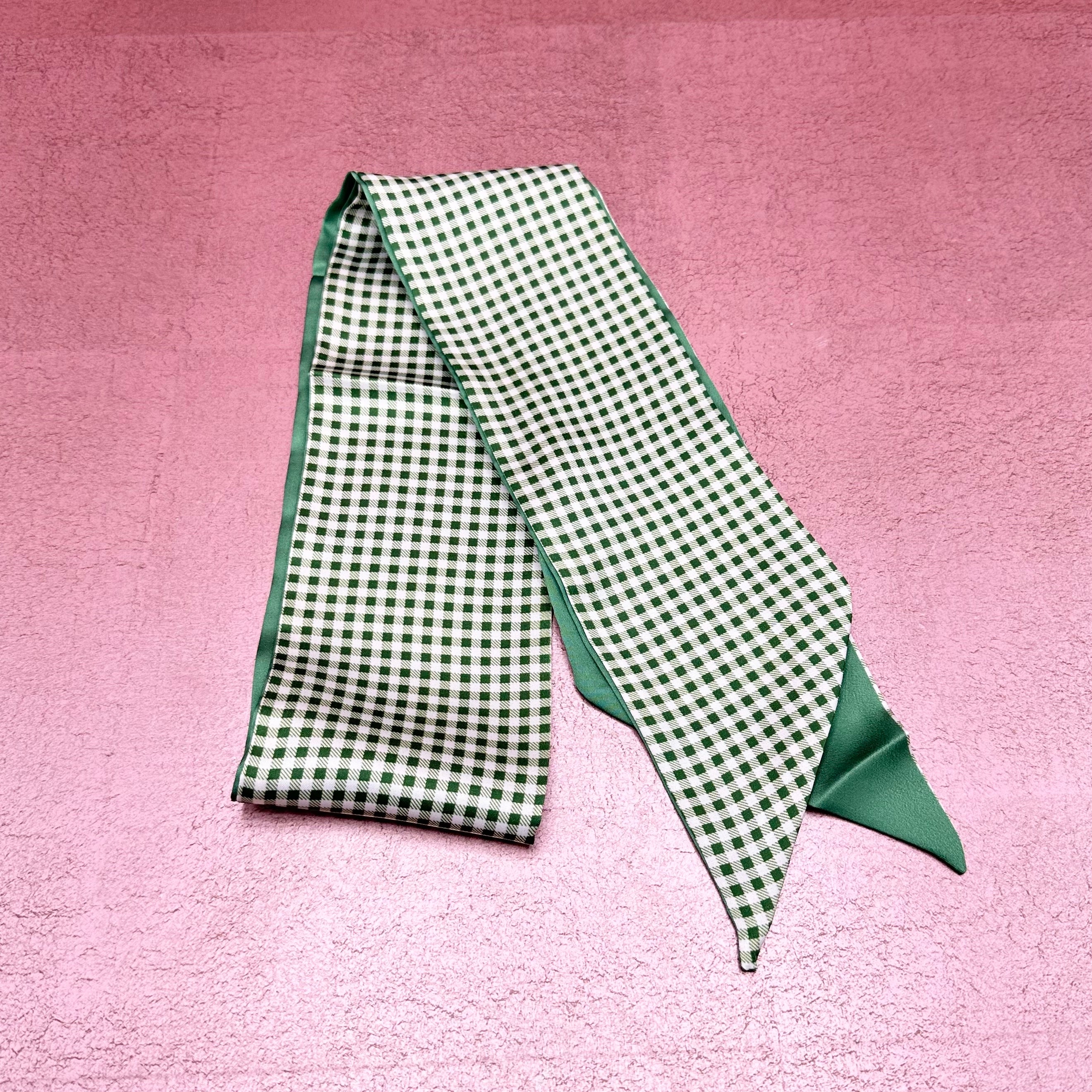 Green Gingham Print Twilly